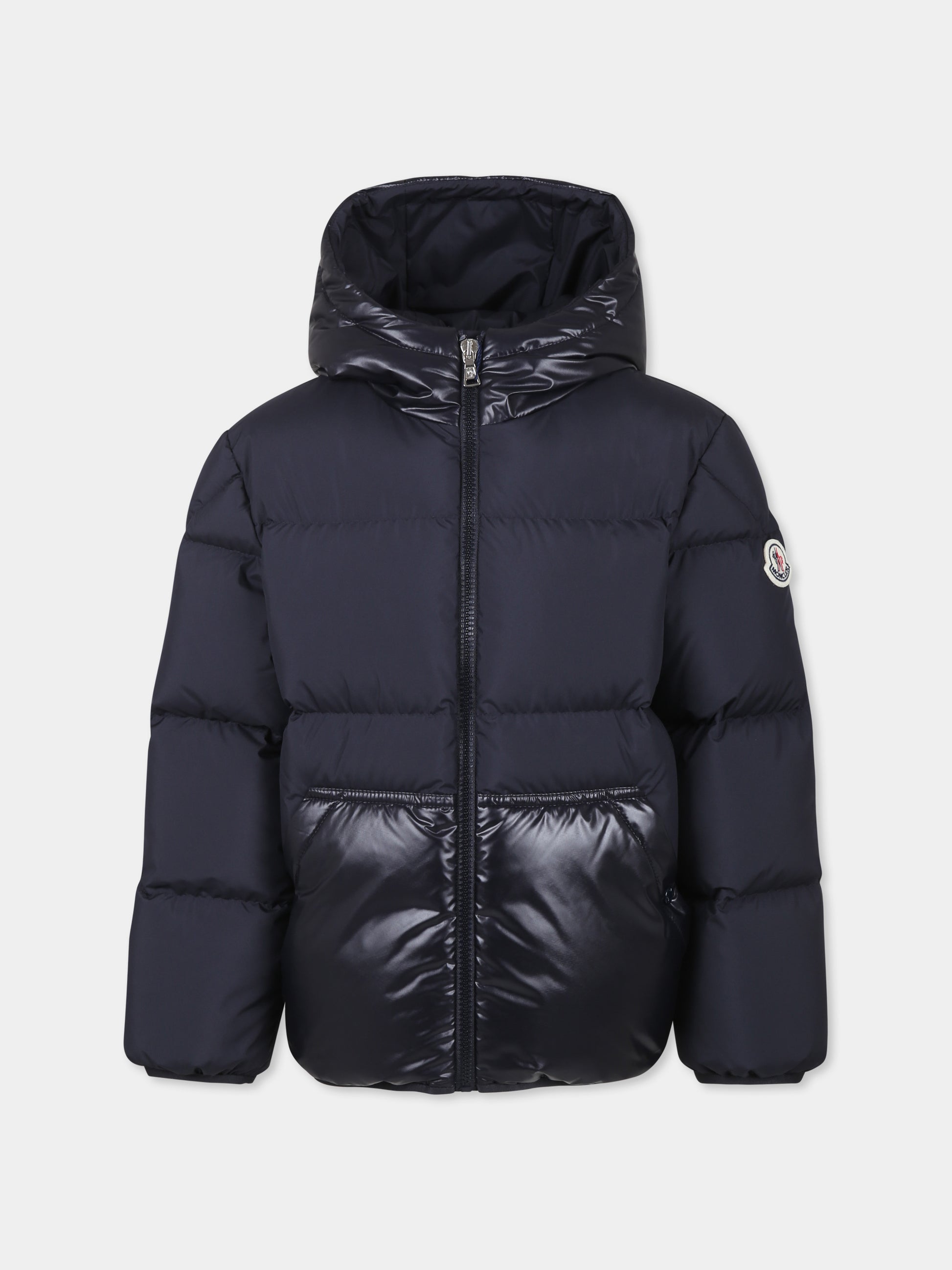 Piumino Barin blu per bambino con logo,Moncler Kids,J2954 1A00108 54A81 778