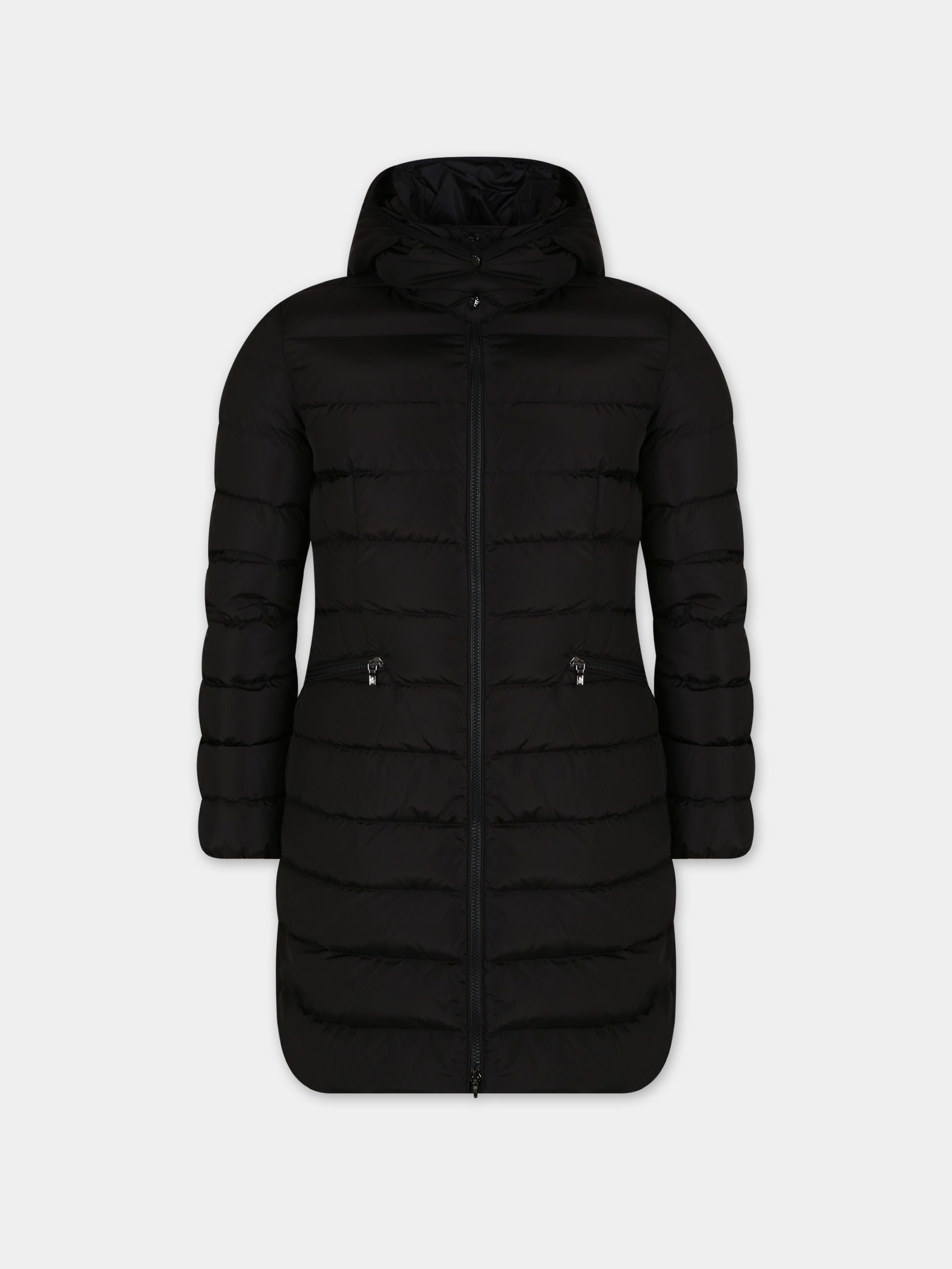 Piumino nero per bambina con iconico patch,Moncler Kids,J2954 1C50210 54155 999