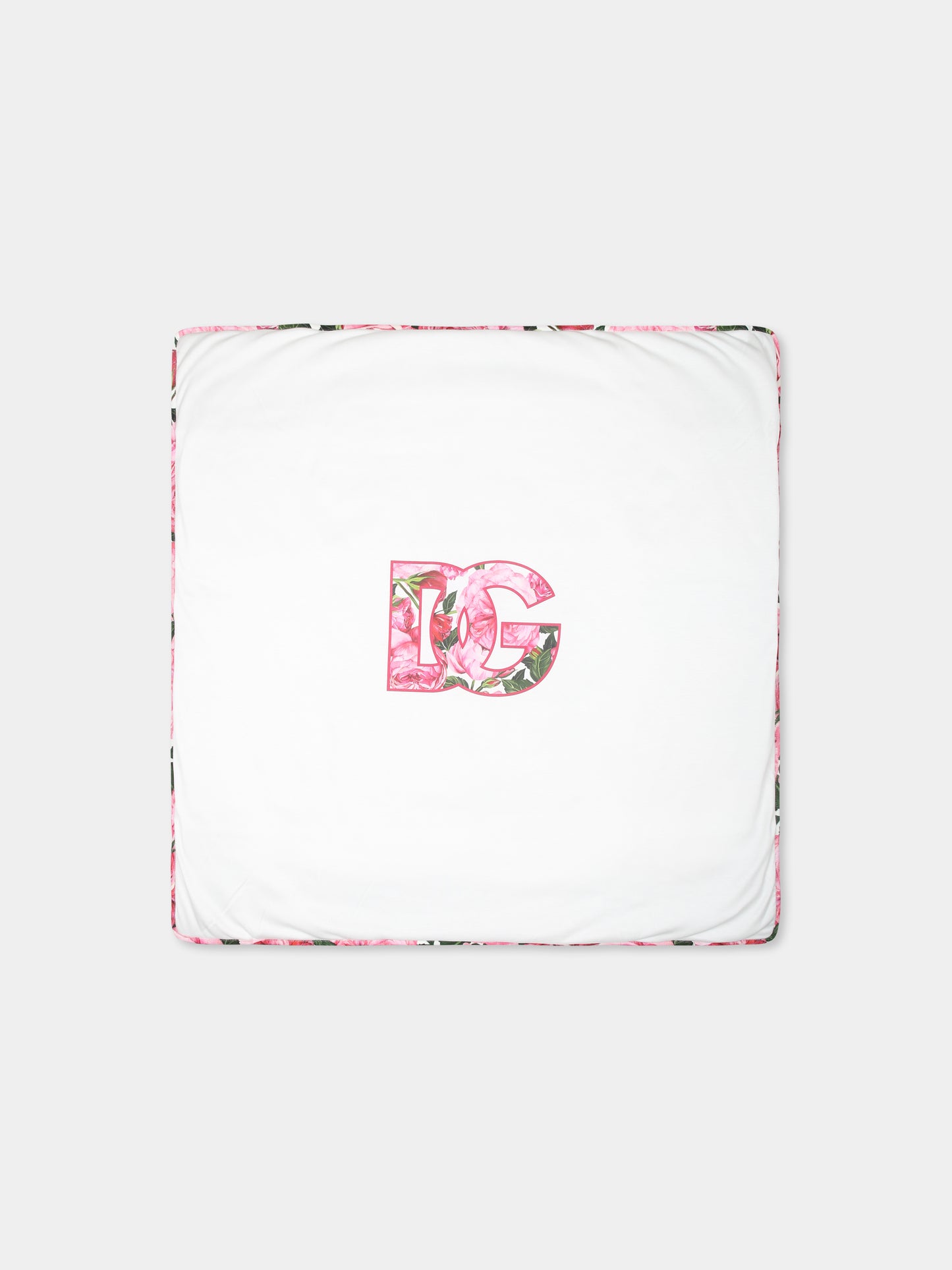 Coperta bianca per neonata con logo DG,Dolce & Gabbana Kids,LNJAD7 G7N0S S9000