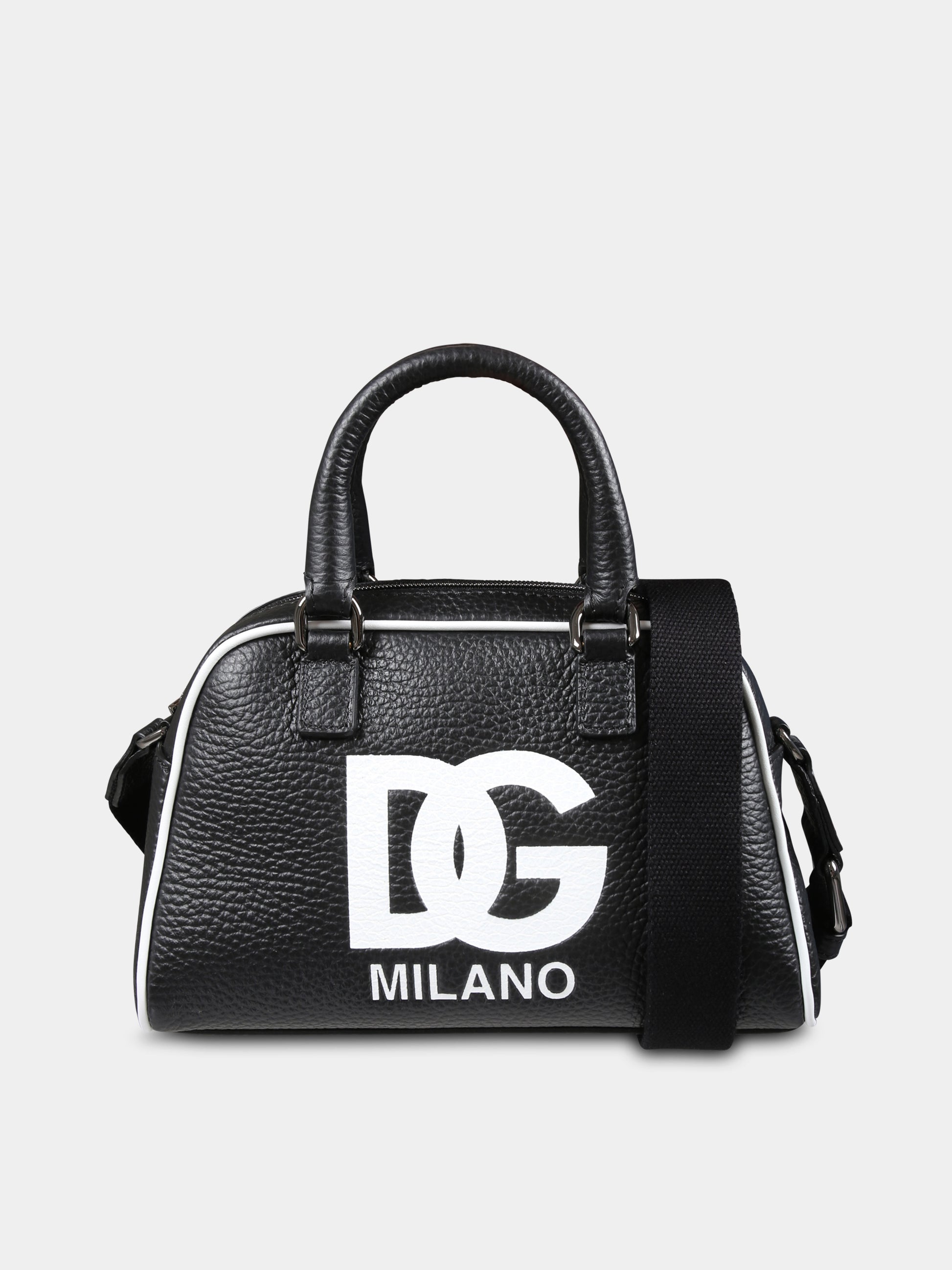 Borsa nera per bambina con logo DG,Dolce & Gabbana Kids,EB0250 AI218 80999