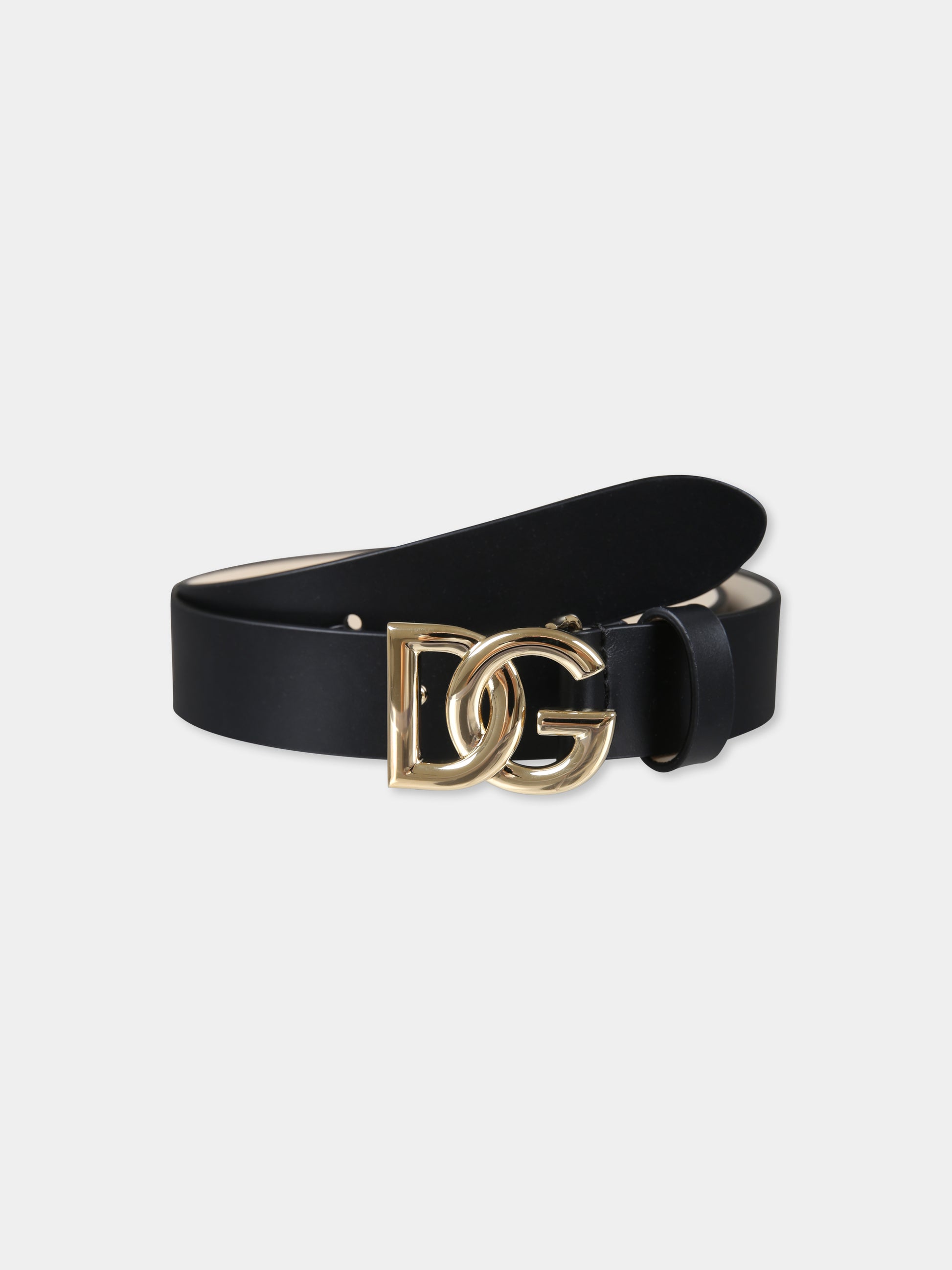 Cintura nera per bambini con logo DG,Dolce & Gabbana Kids,EE0068 A1065 80999