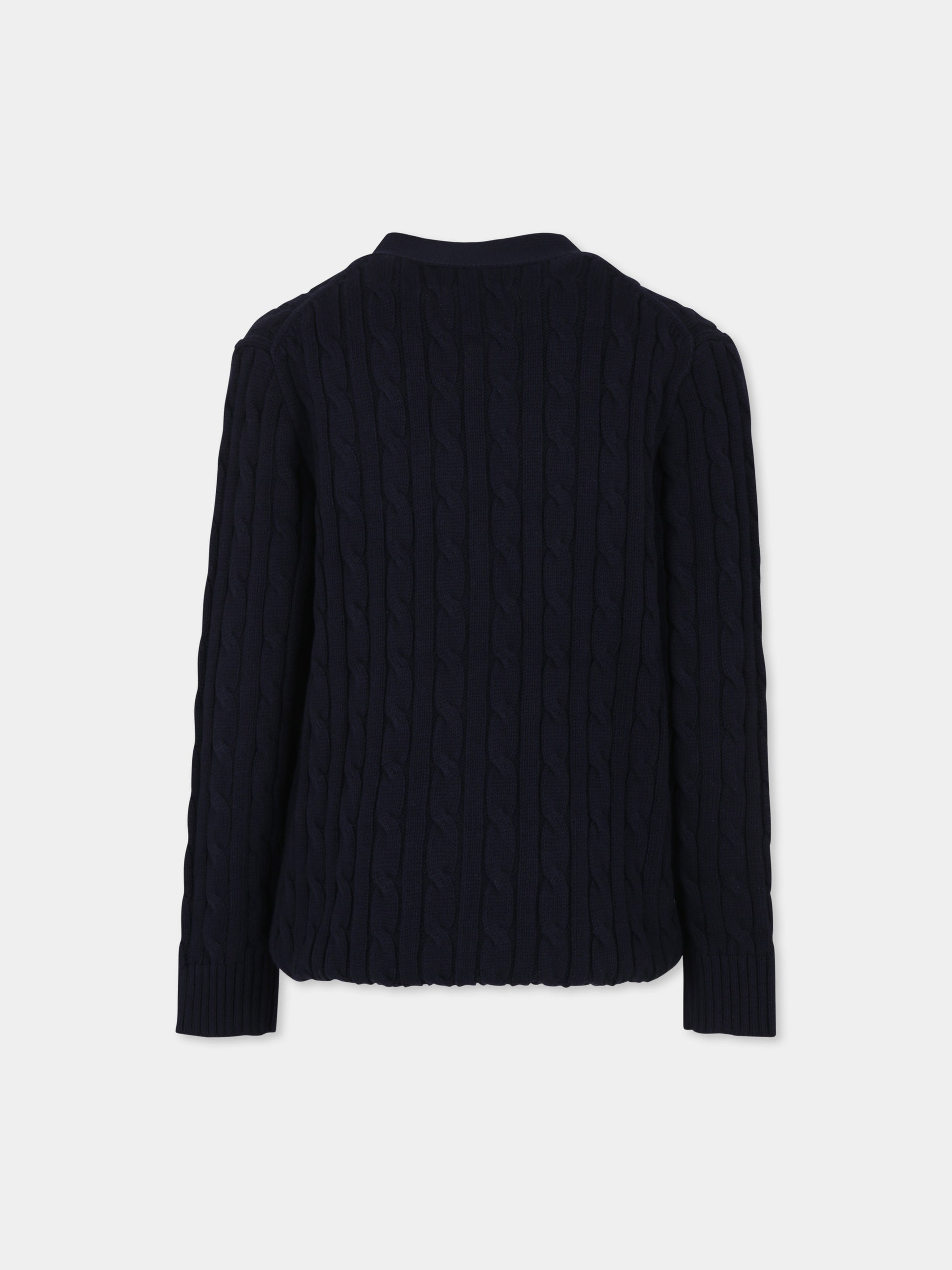 Cardigan blu per bambina con cavallino,Ralph Lauren Kids,950765001