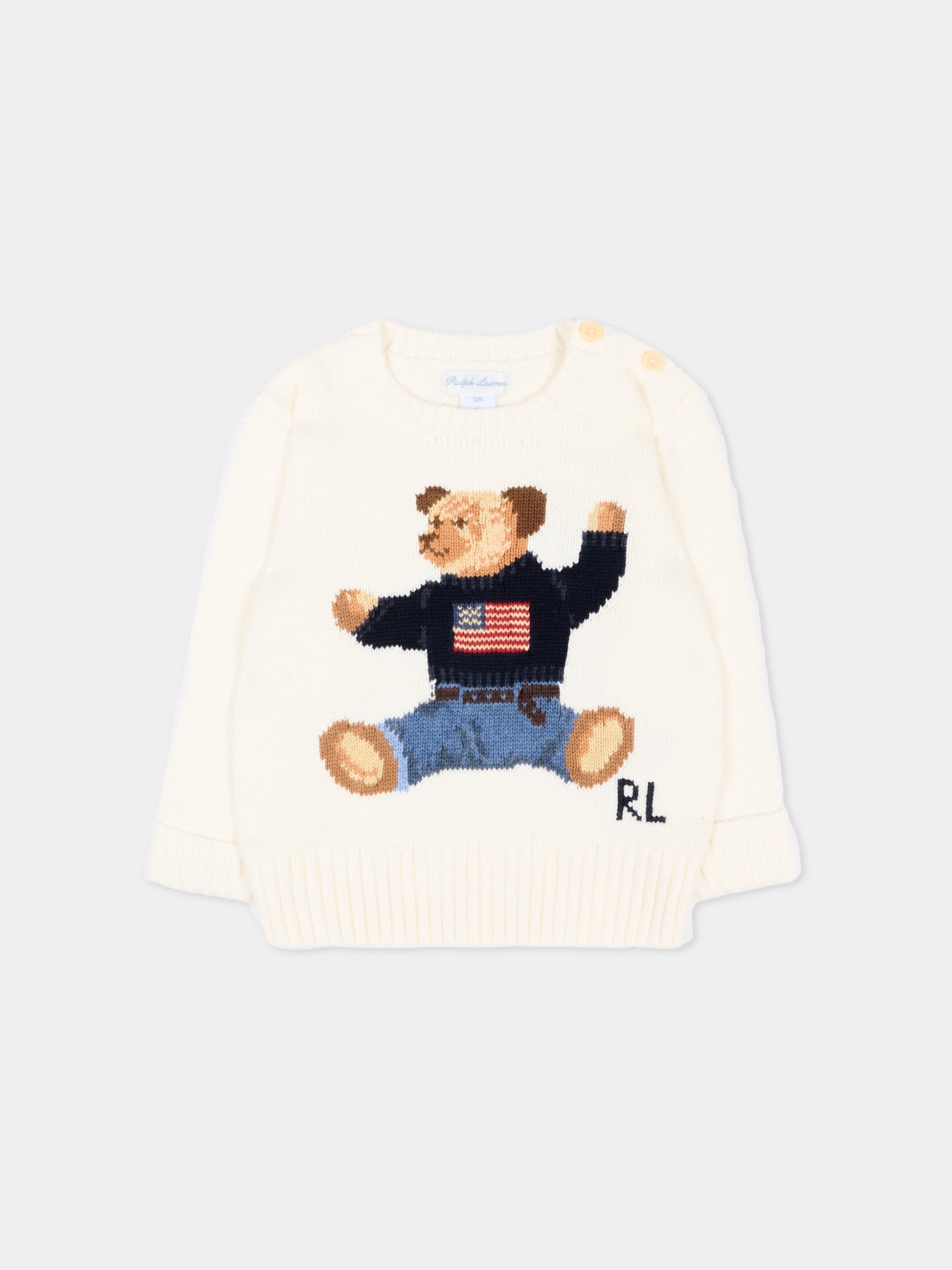 Maglione avorio Polo Bear per neonato,Ralph Lauren Kids,669571003