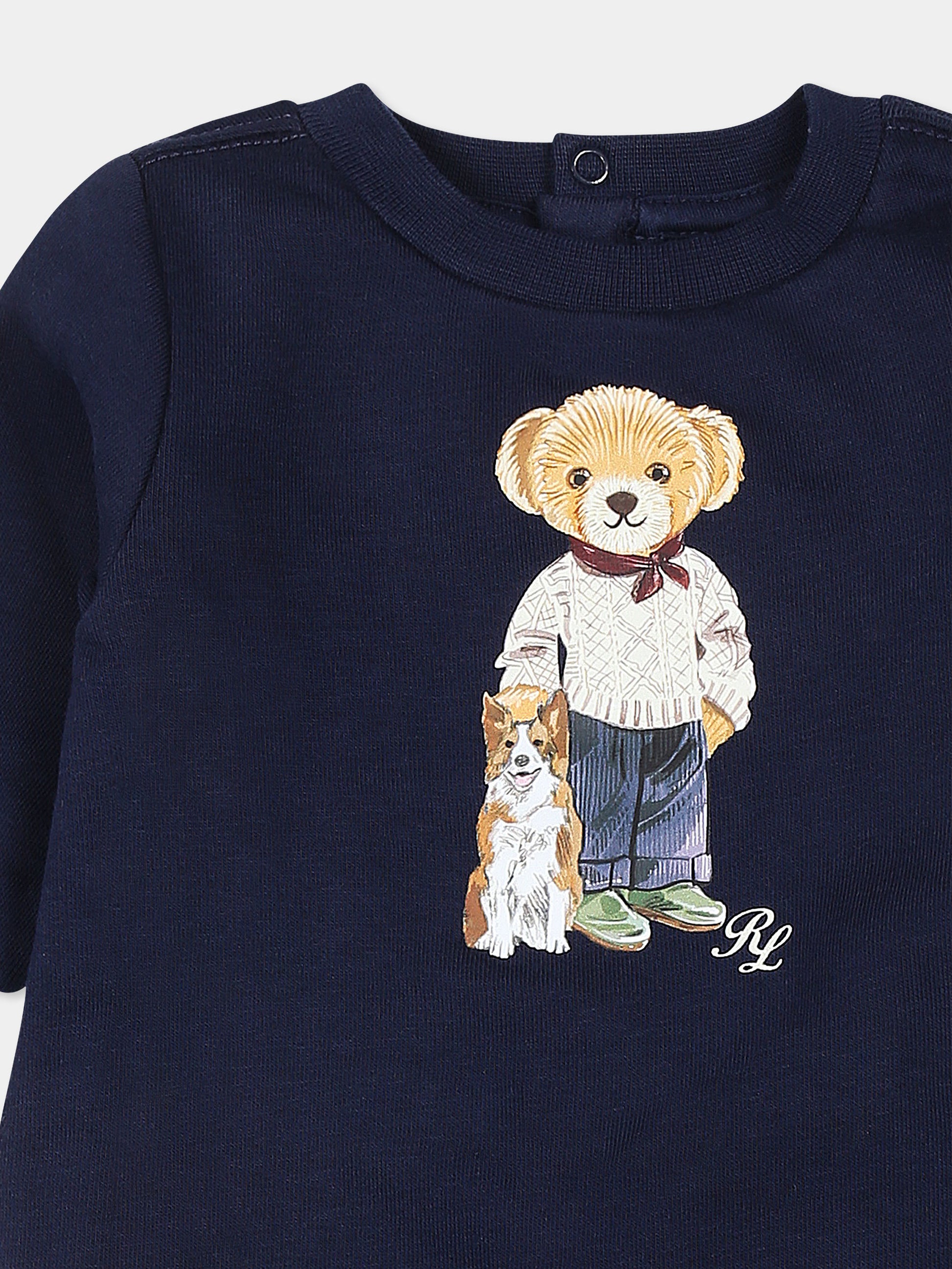 Tutina blu per neonato con Polo Bear,Ralph Lauren Kids,952889001