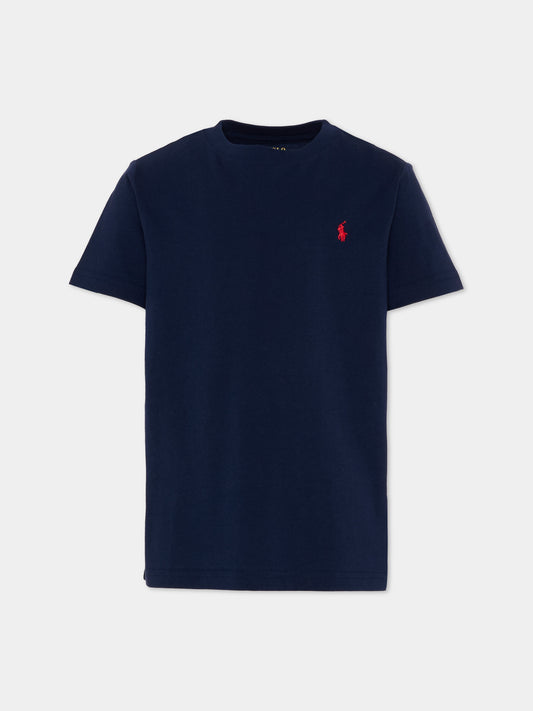 T-shirt blu per bambino con Pony,Ralph Lauren Kids,832904037