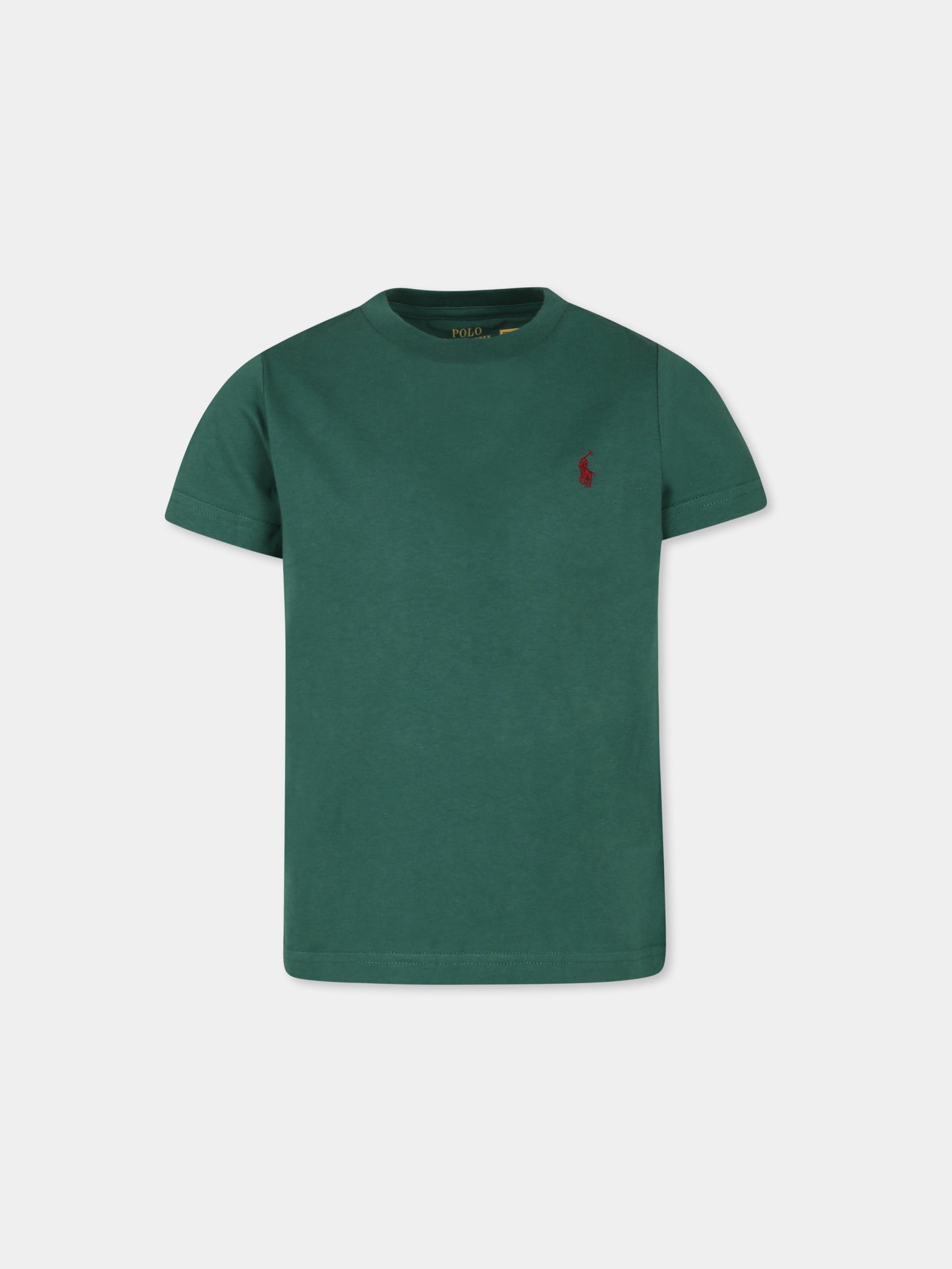 T-shirt verde per bambino con cavallino,Ralph Lauren Kids,832904163