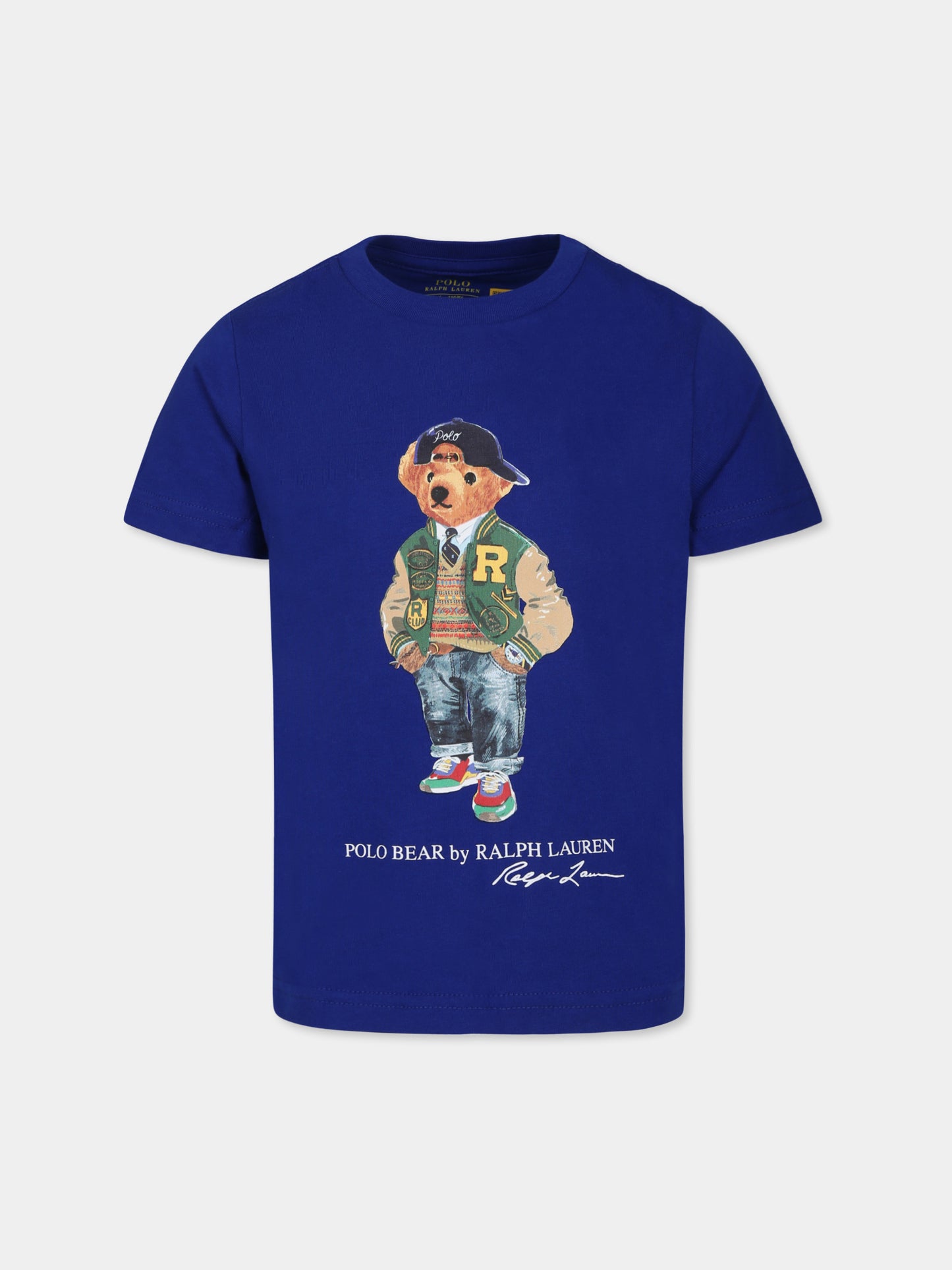 T-shirt blu navy per bambino con Polo Bear,Ralph Lauren Kids,853828040