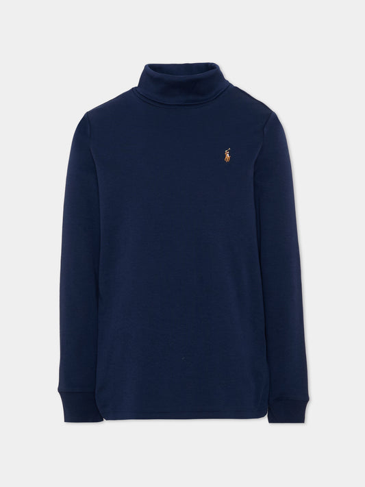 Dolcevita blu per bambino con logo,Ralph Lauren Kids,952435002