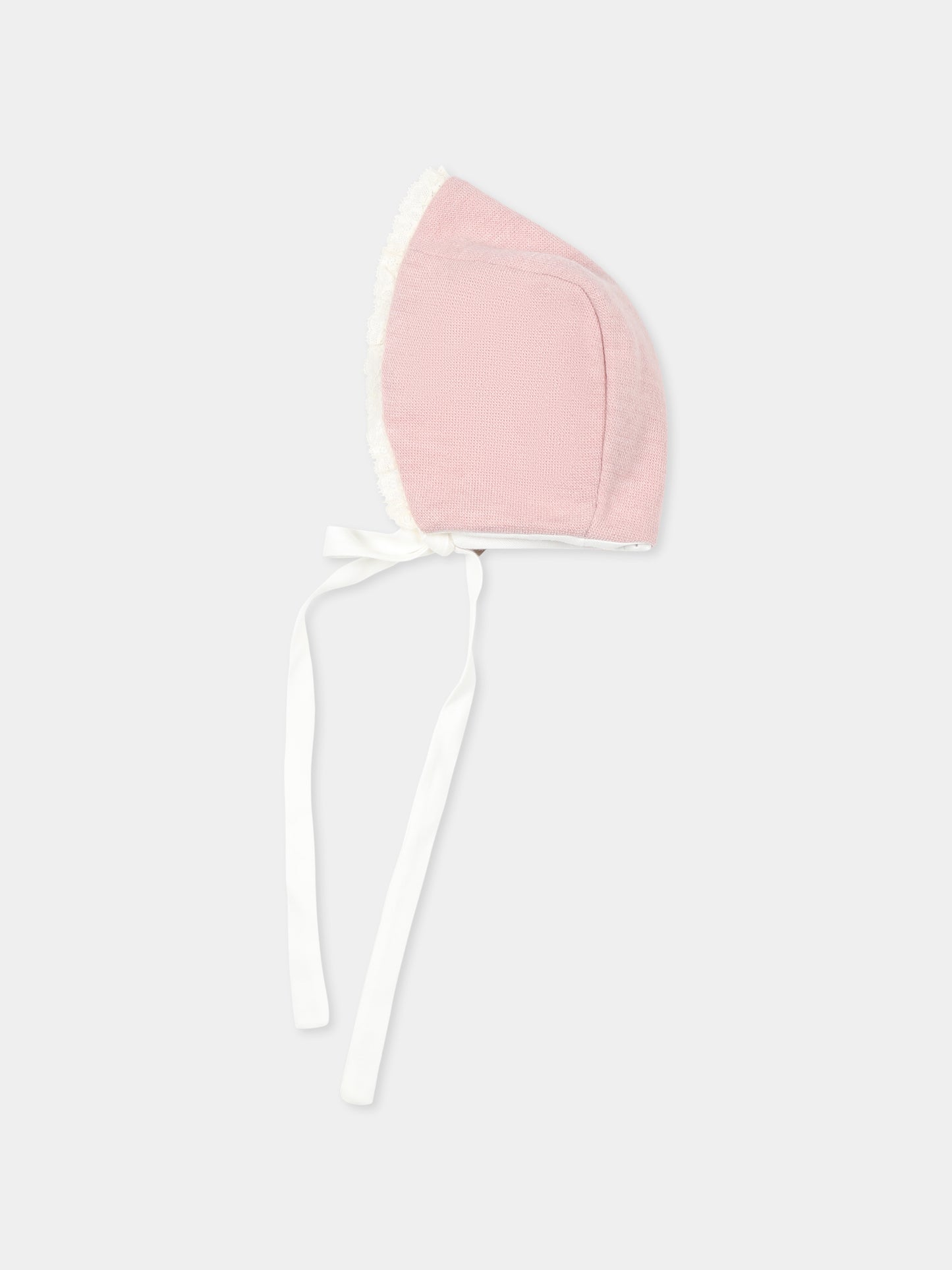 Cappello rosa per neonata con pizzo,La Stupenderia,TBCP10M48