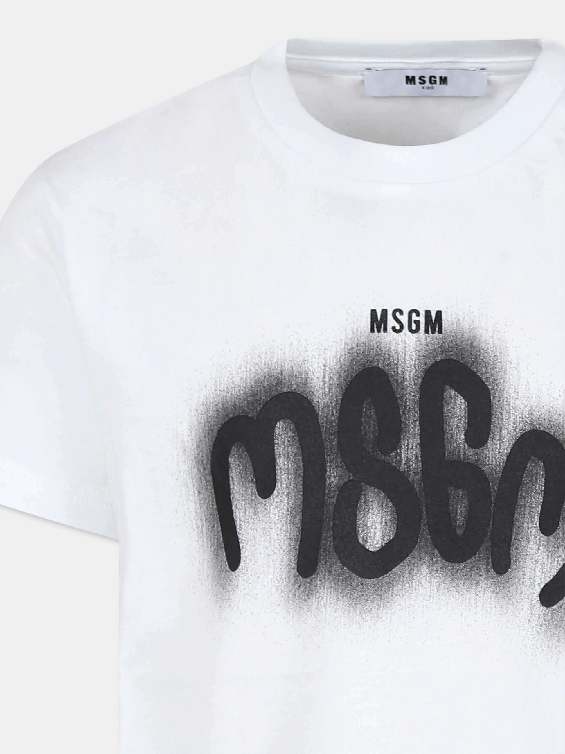 T-shirt bianca per bambino con logo,Msgm Kids,F4MSJBTH097 001