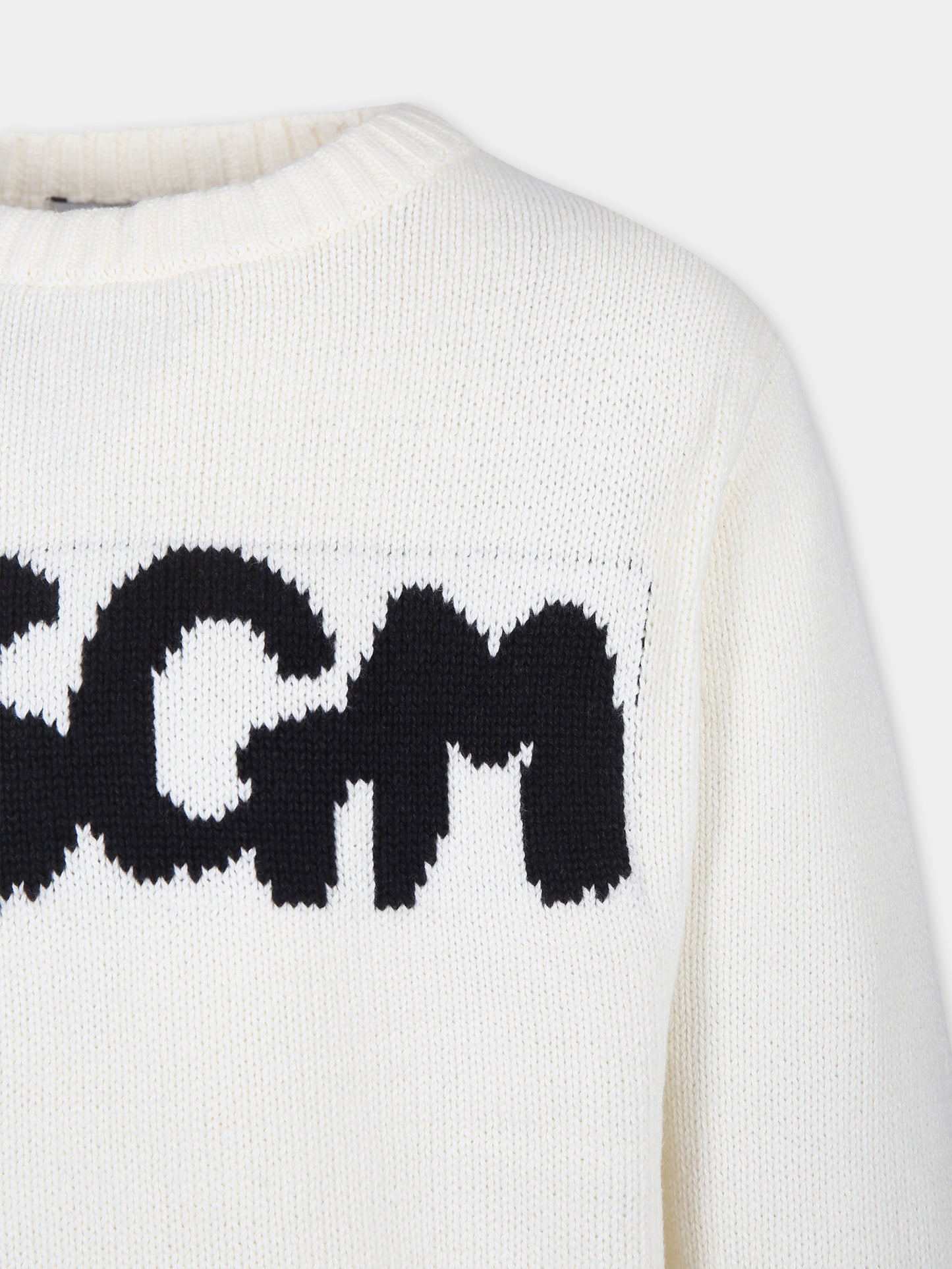 Maglione avorio per bambini con logo,Msgm Kids,F4MSJUJP075 013