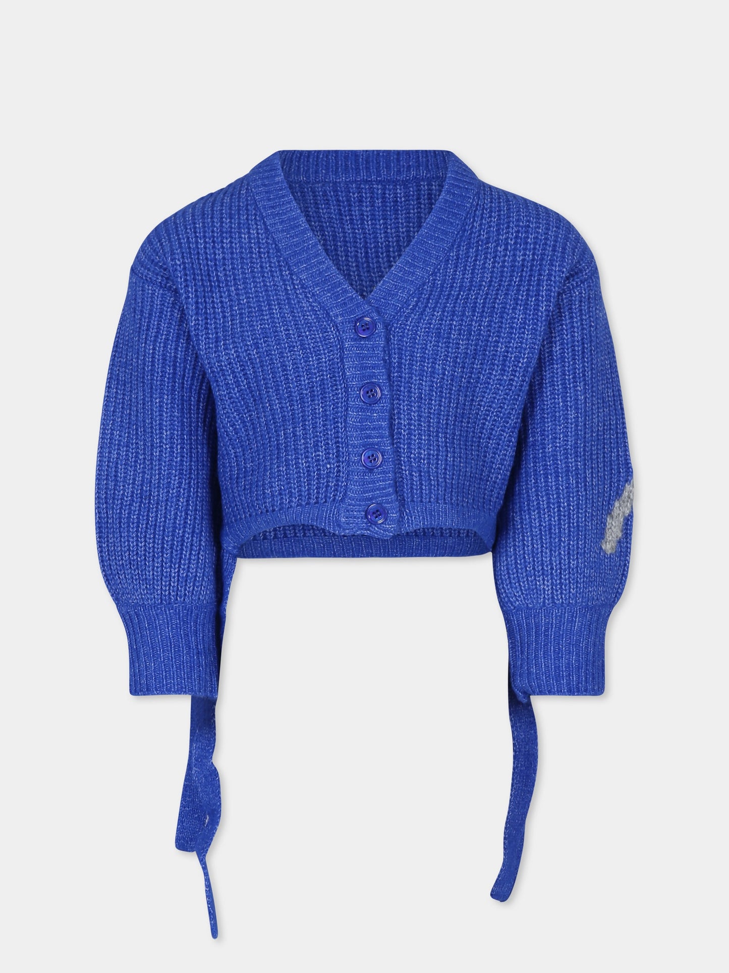 Cardigan crop blu per bambina con logo,Msgm Kids,F4MSJGCA112 130