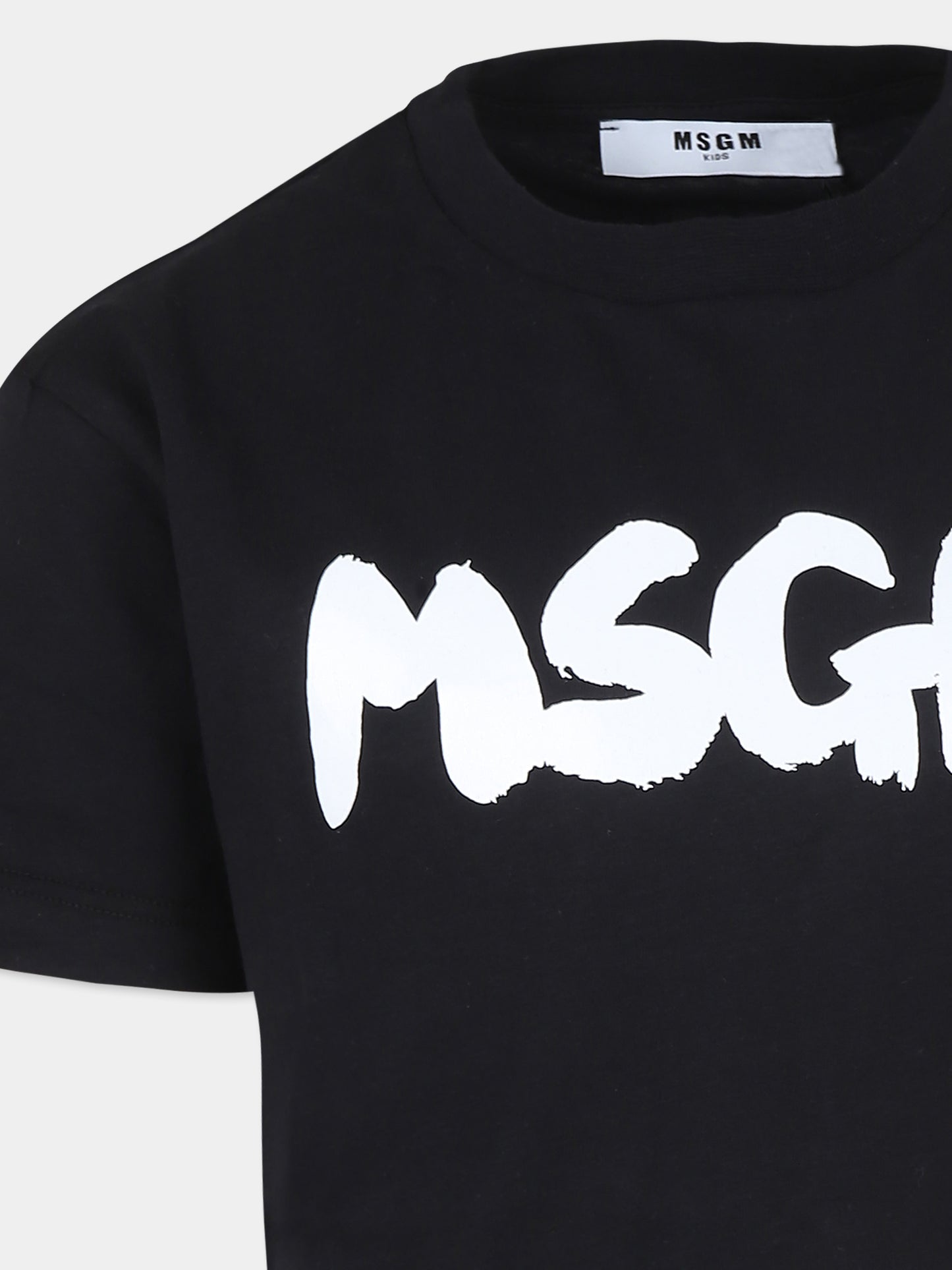 T-shirt nera per bambini con logo,Msgm Kids,F4MSJUTH054 110