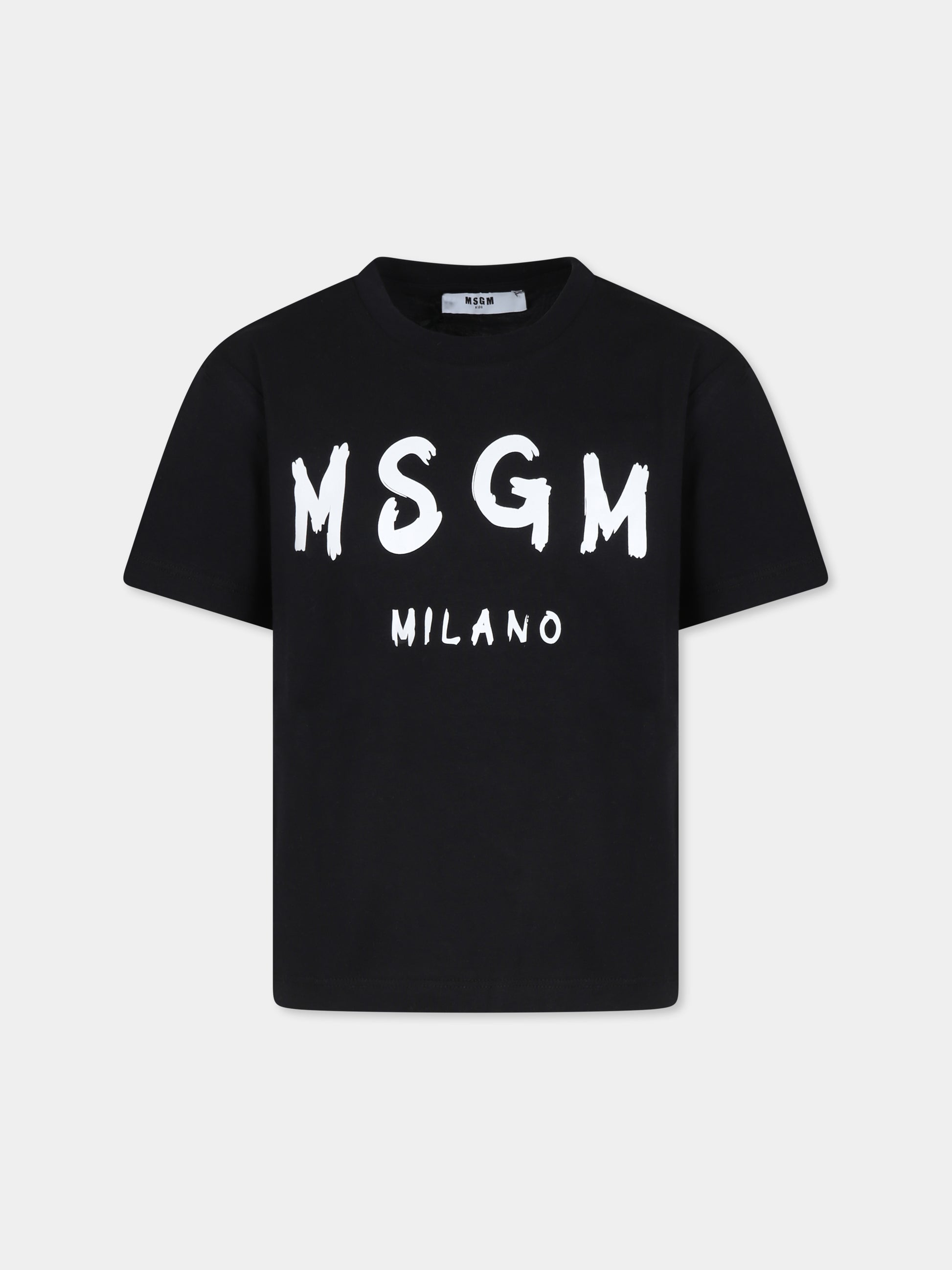 T-shirt nera per bambini con logo,Msgm Kids,F4MSJUTH290 110