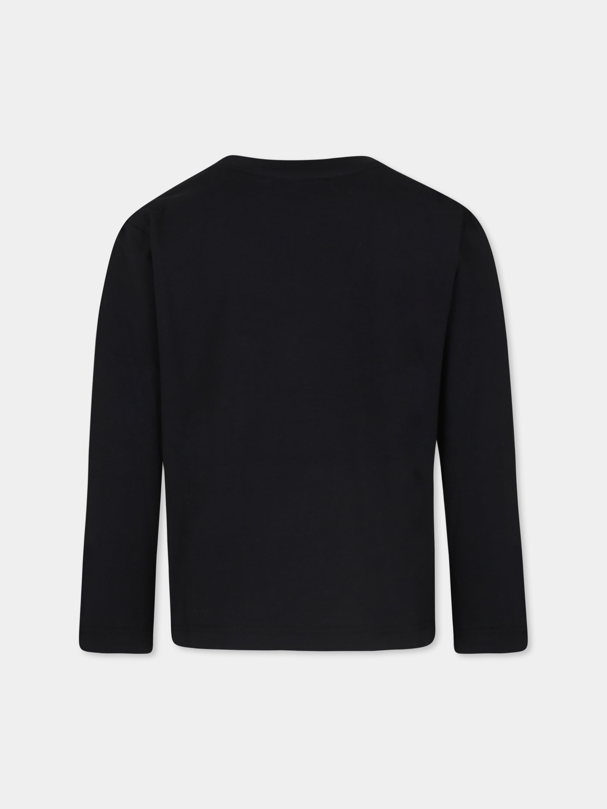 T-shirt nera per bambini con logo,Msgm Kids,F4MSJUTH292 110