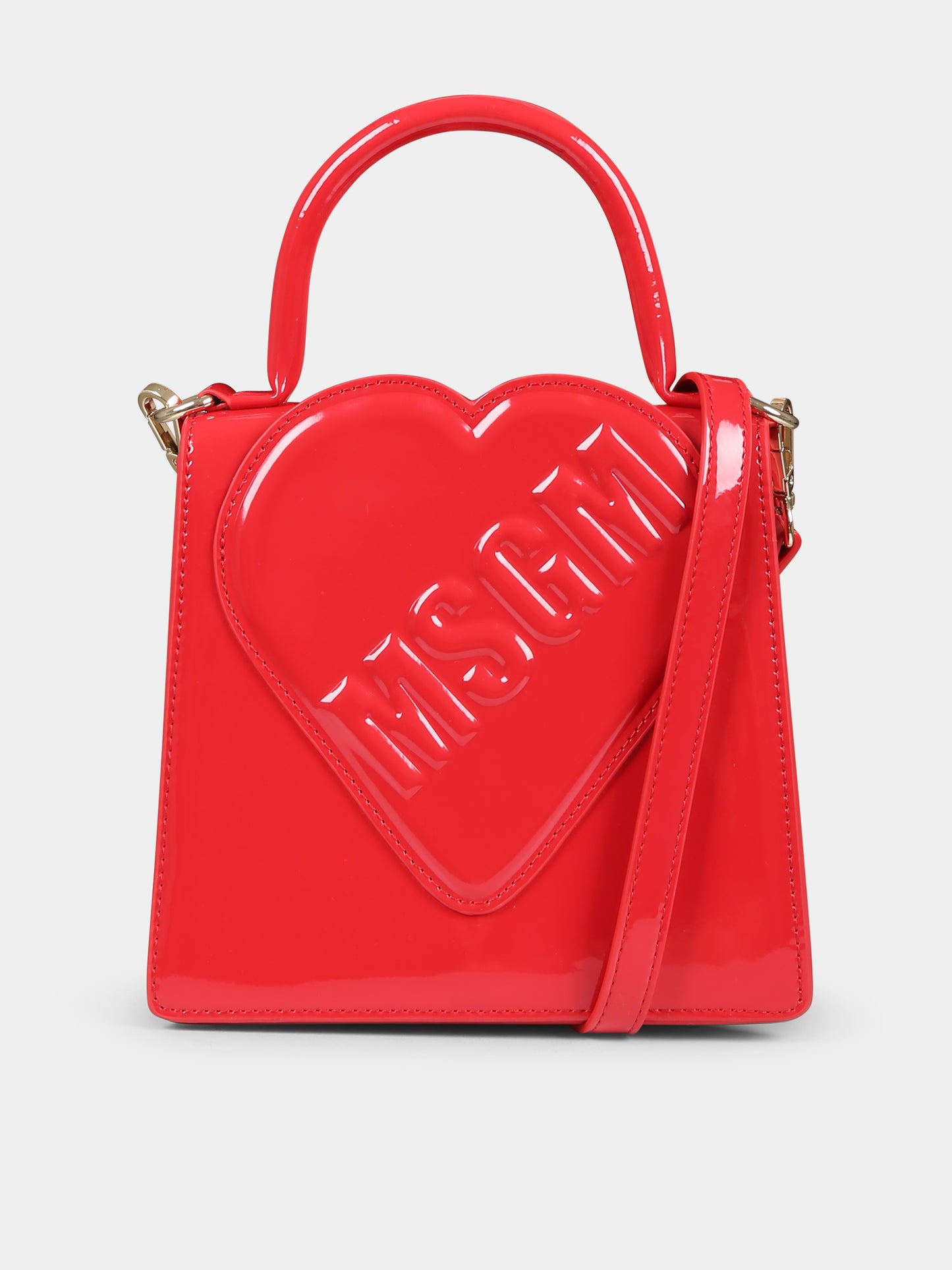 Borsa rossa per bambina con cuore e logo,Msgm Kids,F4MSJGBA149 040