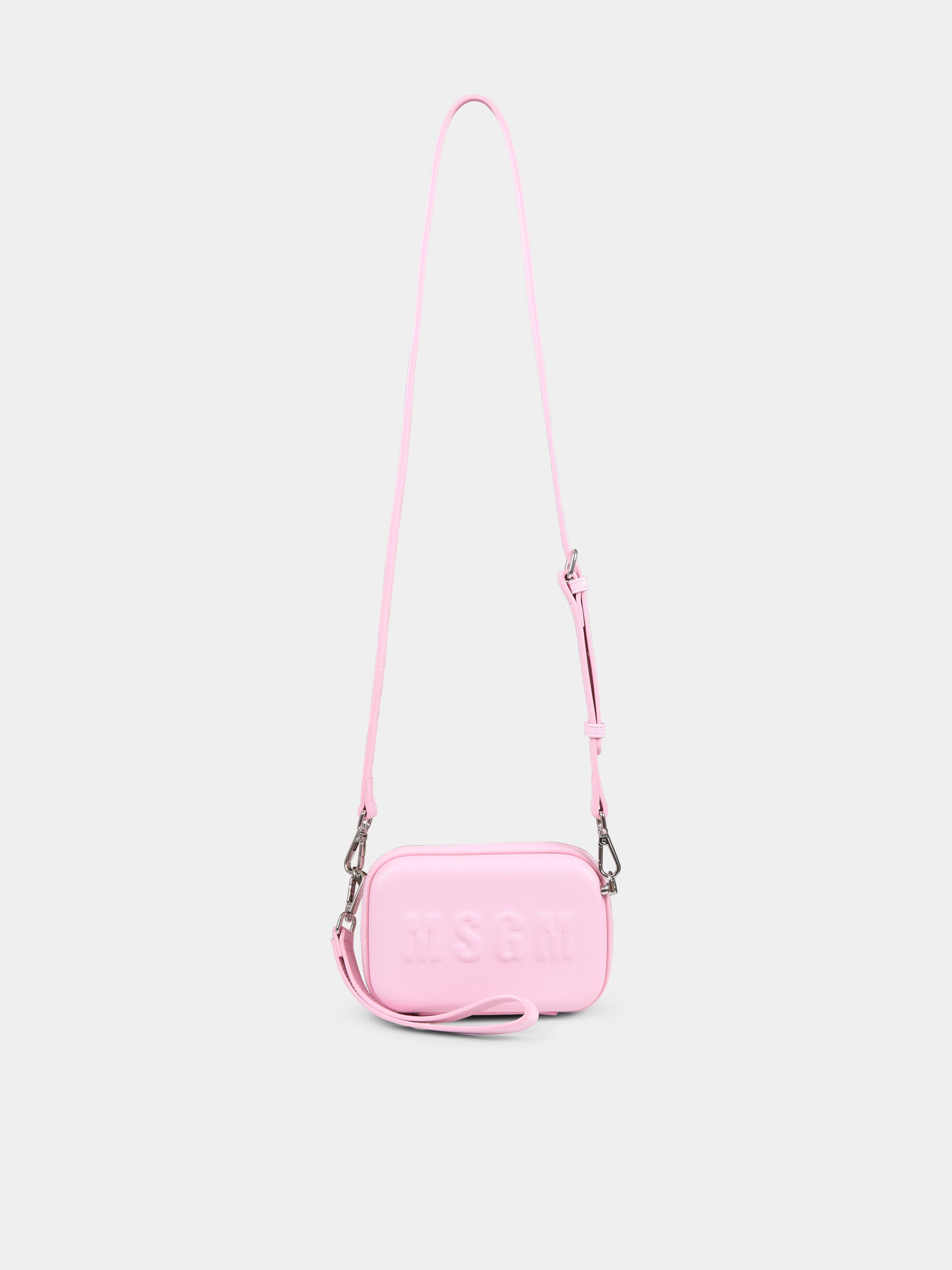 Borsa rosa per bambina con logo,Msgm Kids,F4MSJGBA150 042