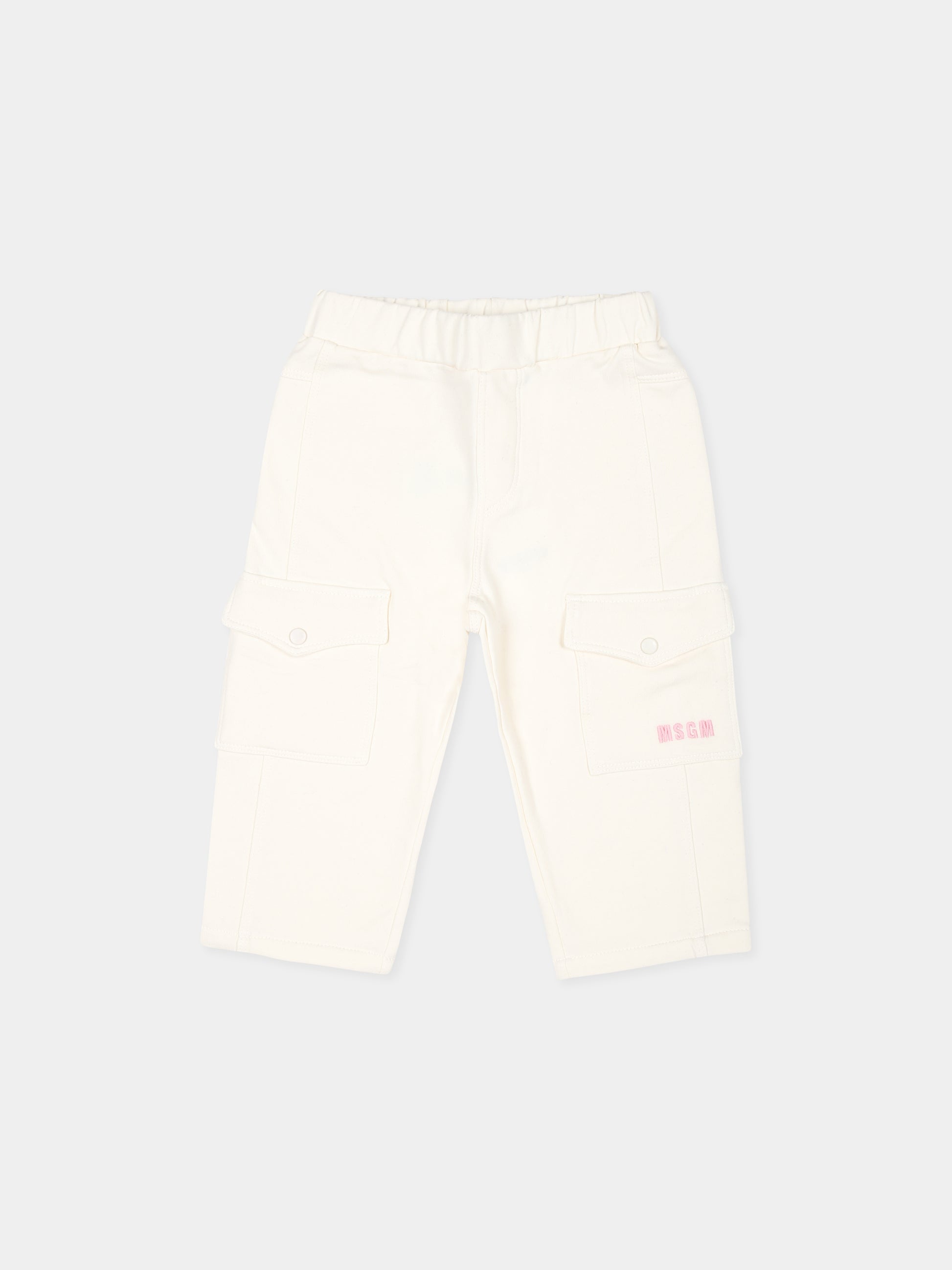 Pantaloni cargo avorio per neonata,Msgm Kids,F4MSNGPA050 013