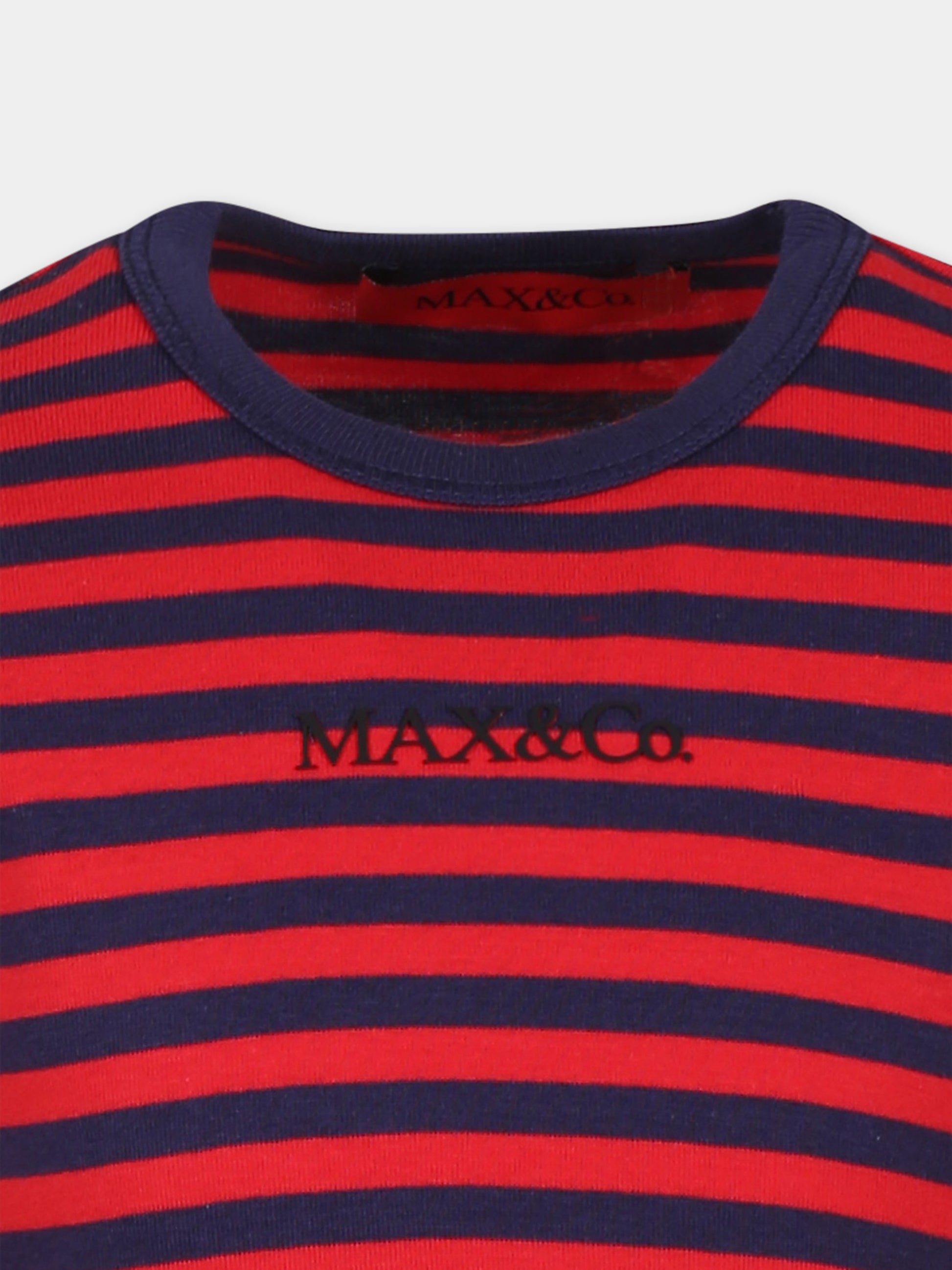 T-shirt rossa per bambina con logo,Max&co,MX0036 MX046 MAXT5F MXC06