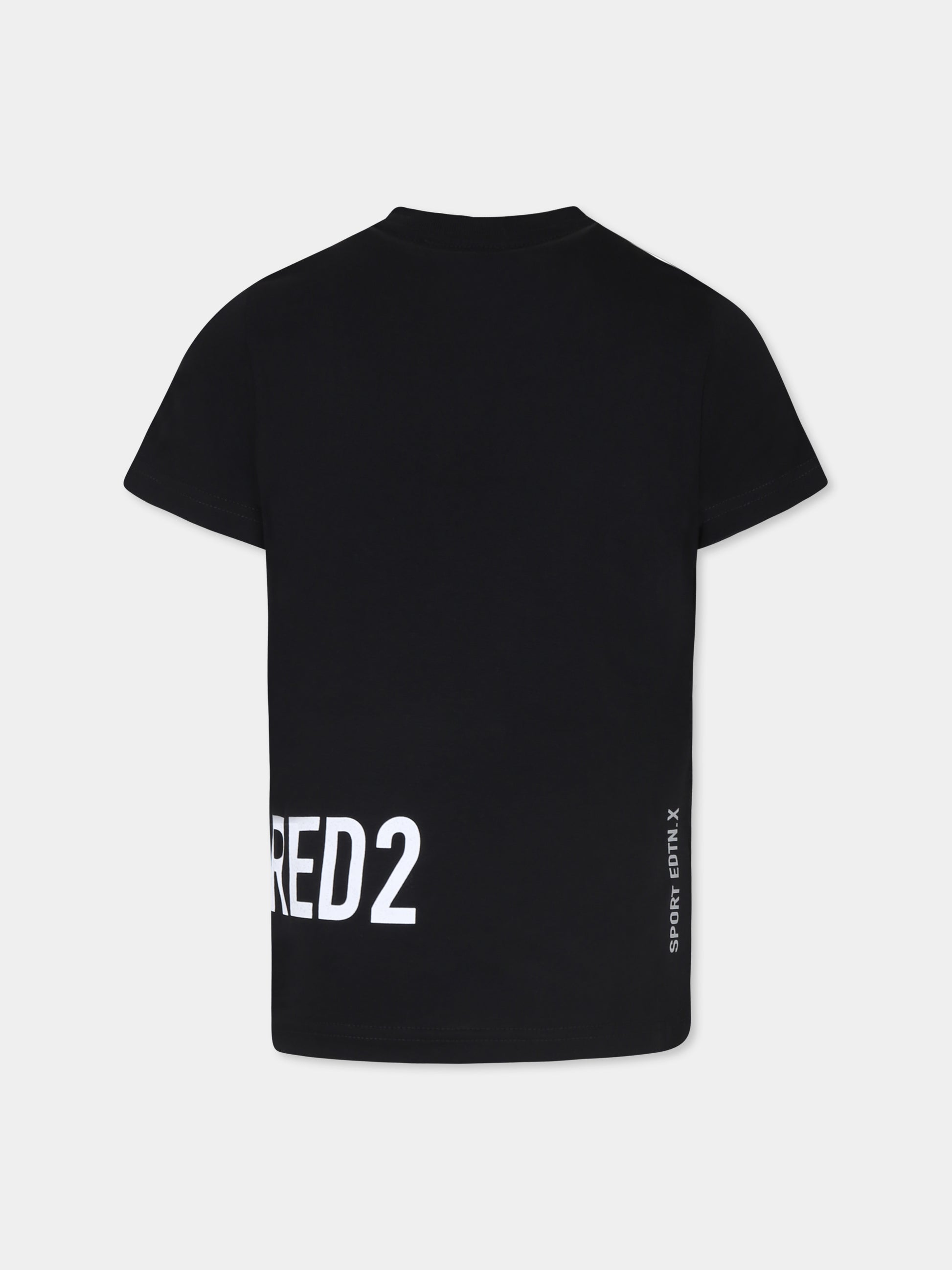 T-shirt nera per bambino con logo,Dsquared2,DQ2537 D004G D2T1094U DQ900