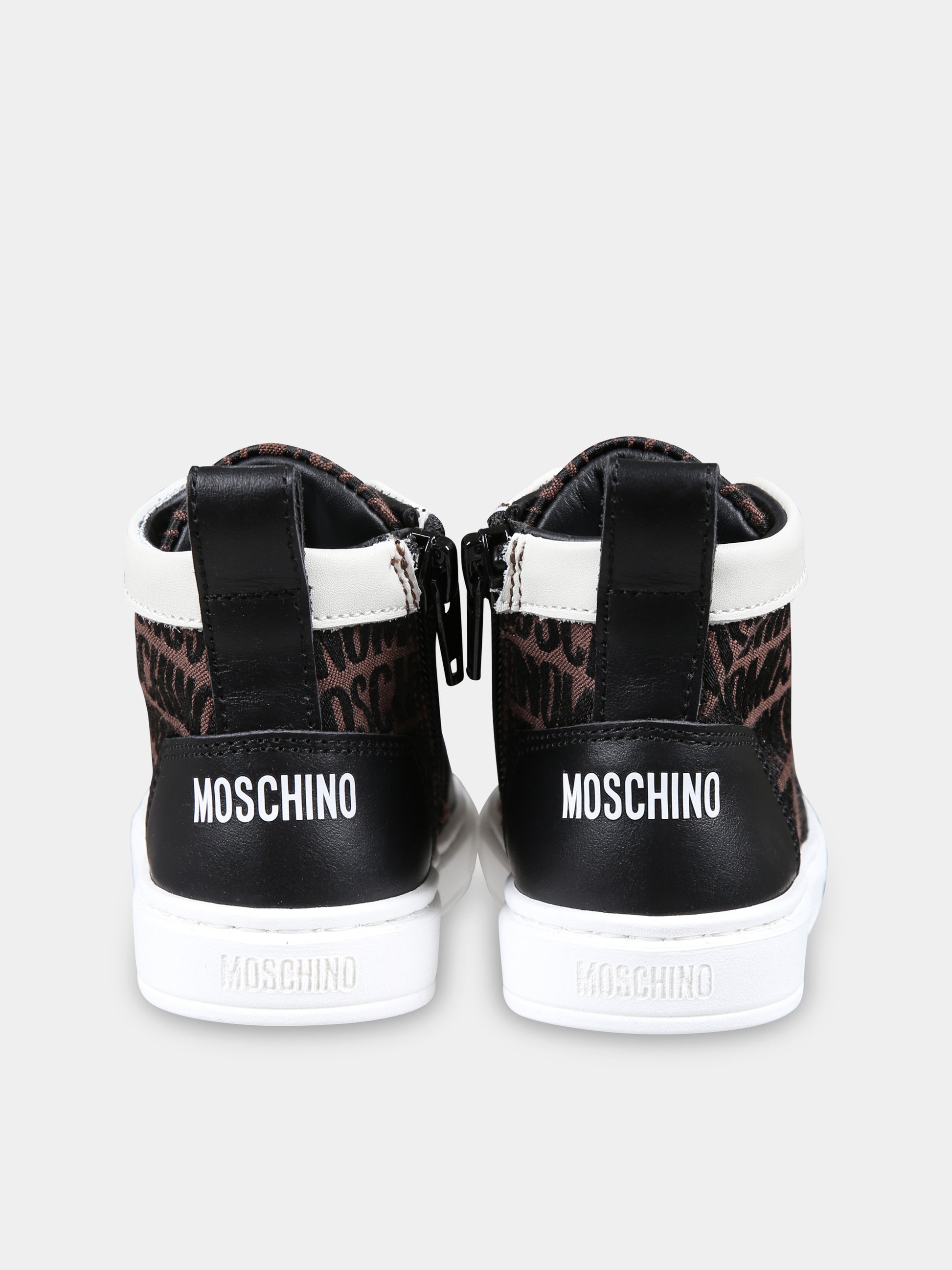 Sneakers marroni per bambini con logo,Moschino Kids,78599 1
