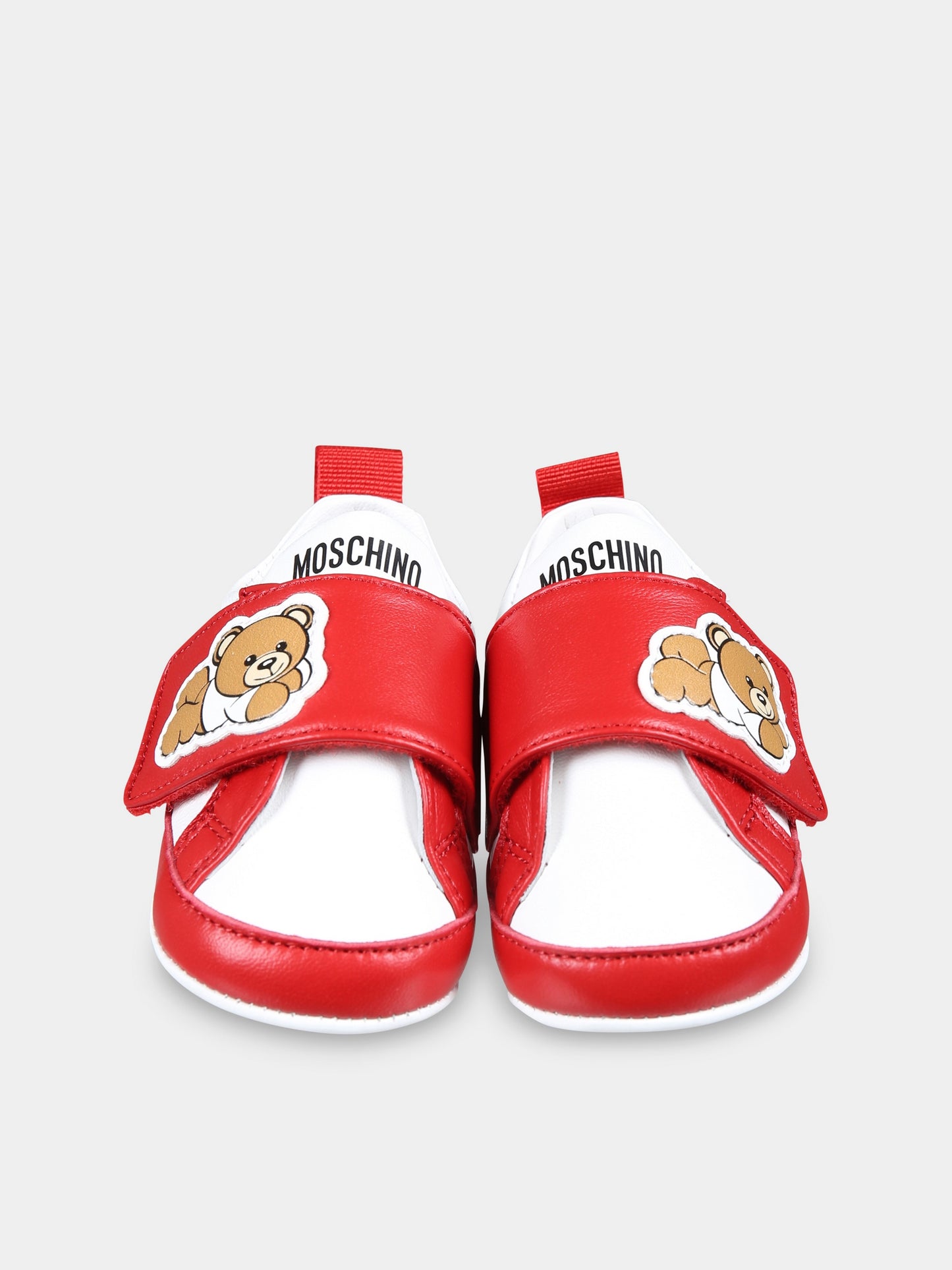 Sneakers rosse per neonati con Teddy Bear,Moschino Kids,78564 1