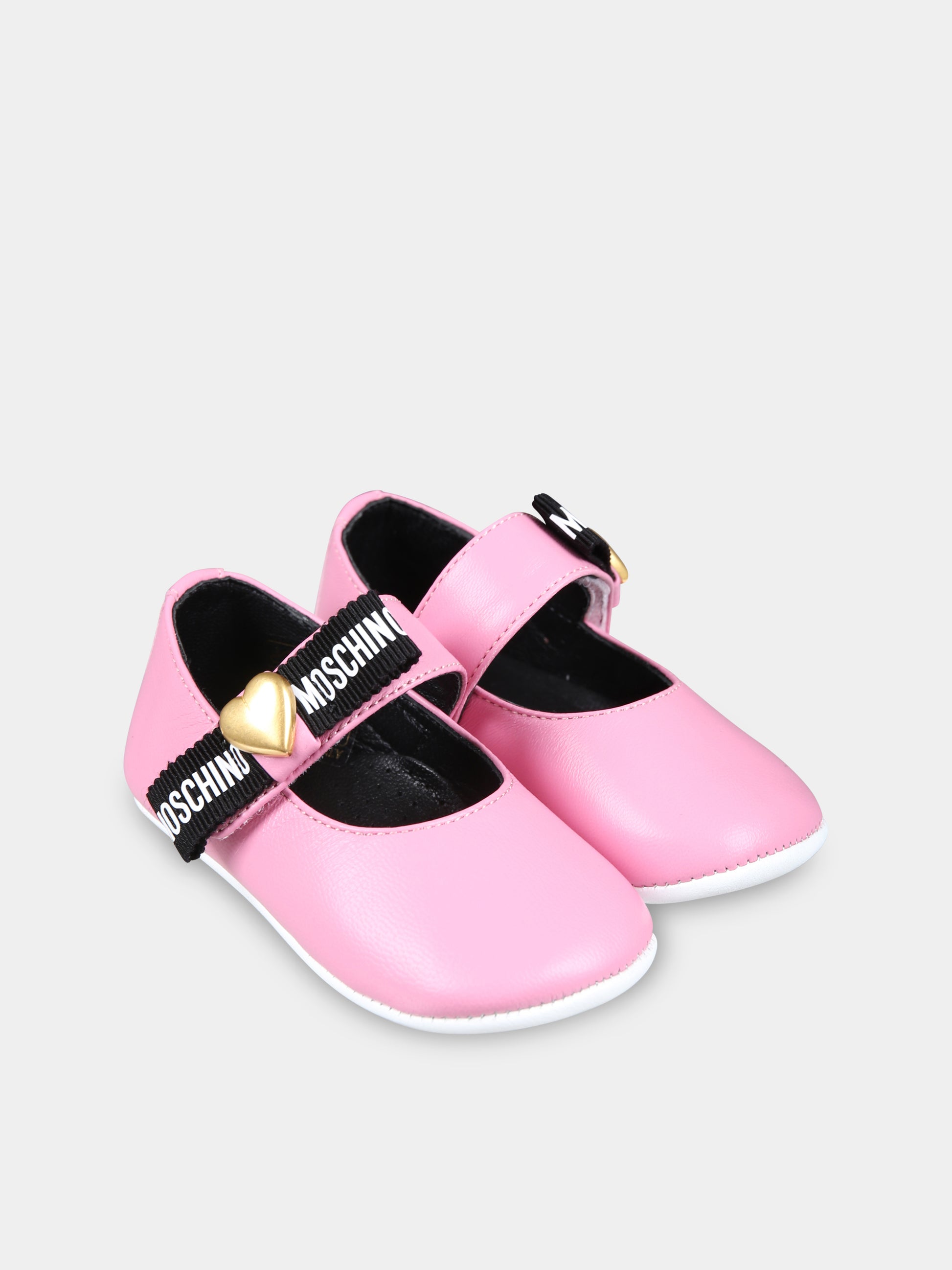 Ballerine rosa per neonata con cuore,Moschino Kids,78557 3