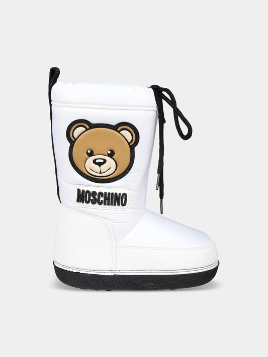 Stivali da neve bianchi per bambini con Teddy Bear,Moschino Kids,78797 2