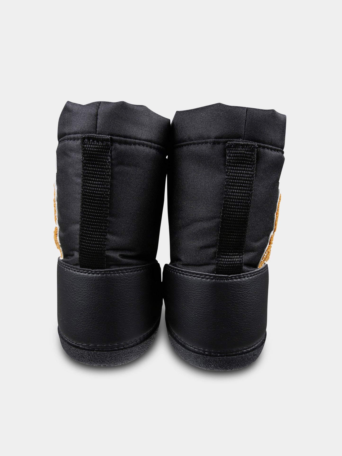 Black snow boots for kids with Teddy Bear