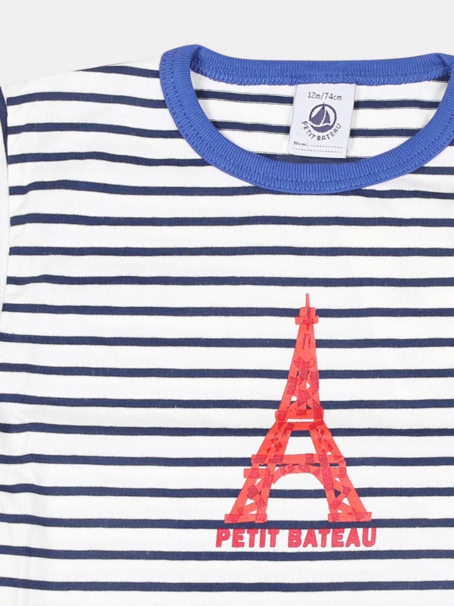 T-shirt bianca per neonato con stampa Tour Eiffel,Petit Bateau,A0BZZ MARSHMALLOW/MEDIEVAL 01