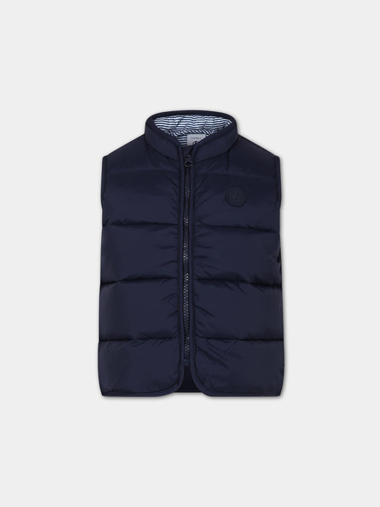 Gilet blu per neonato,Petit Bateau,A0B4U SMOKING 01