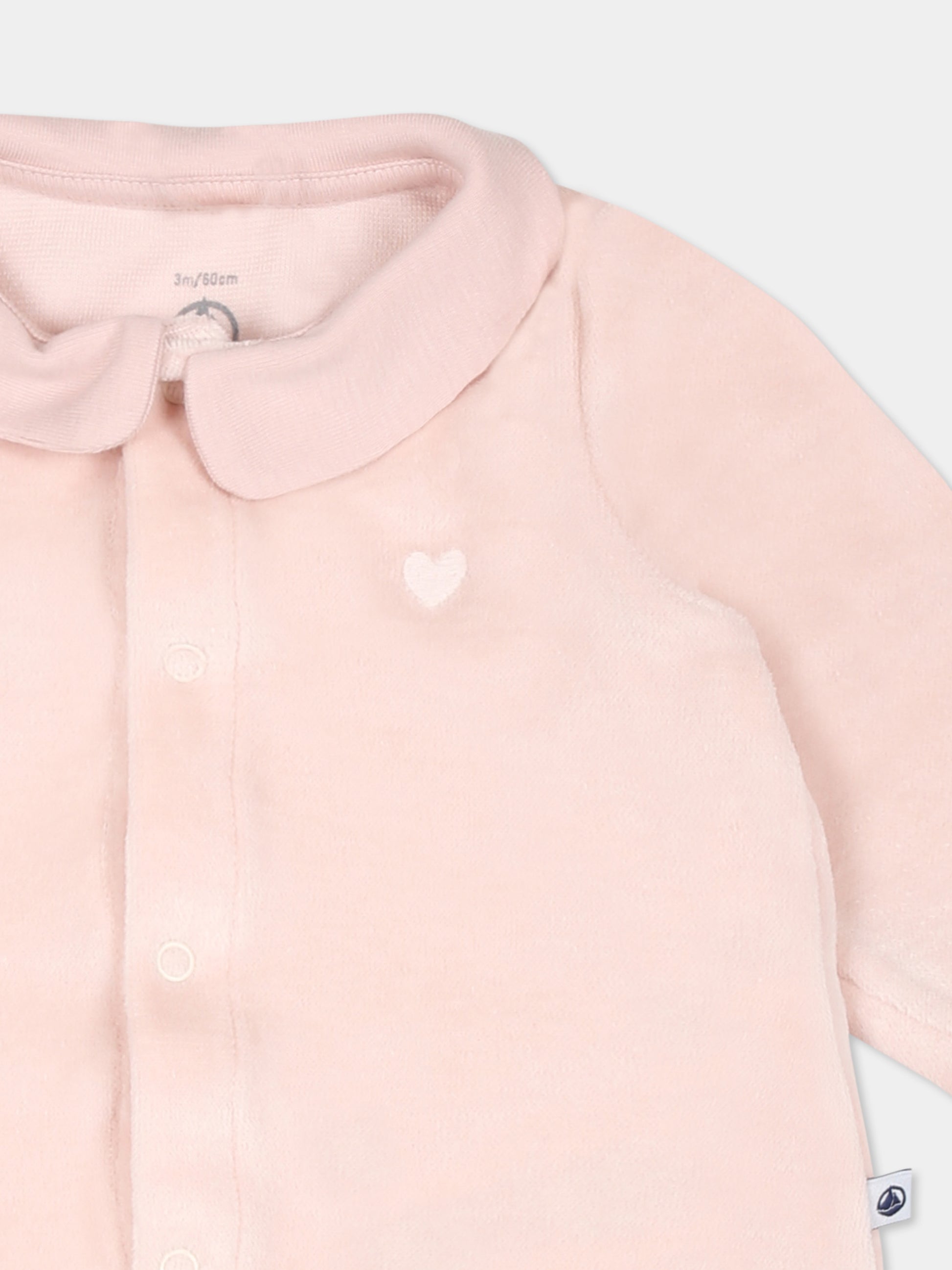 Tutina rosa per neonata con cuore,Petit Bateau,A0ATA SALINE 01