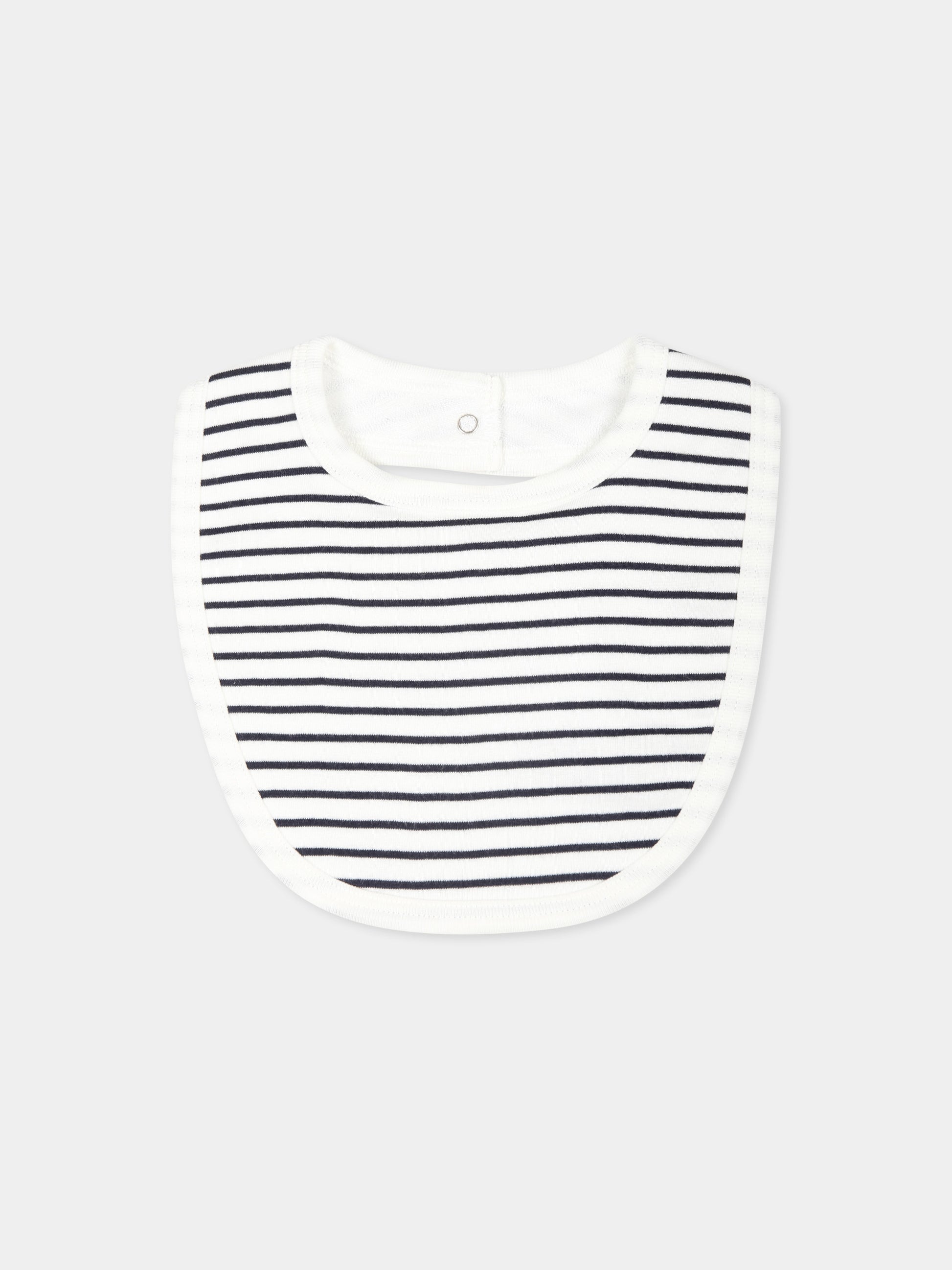 Bavaglino bianco per neonati con righe blu,Petit Bateau,A0AV9 MARSHMALLOW/SMOKING 01