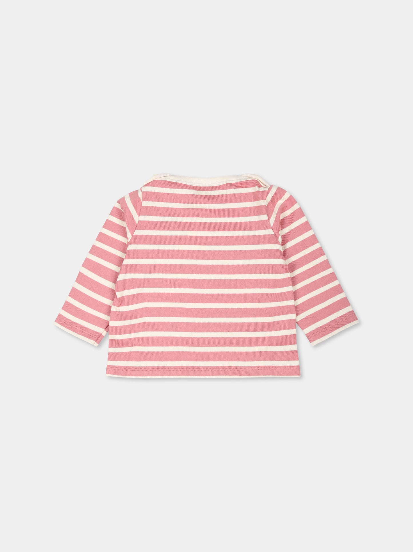 T-shirt rosa per neonata con logo,Petit Bateau,A0BM3 ROSEWOOD/AVALANCHE 01