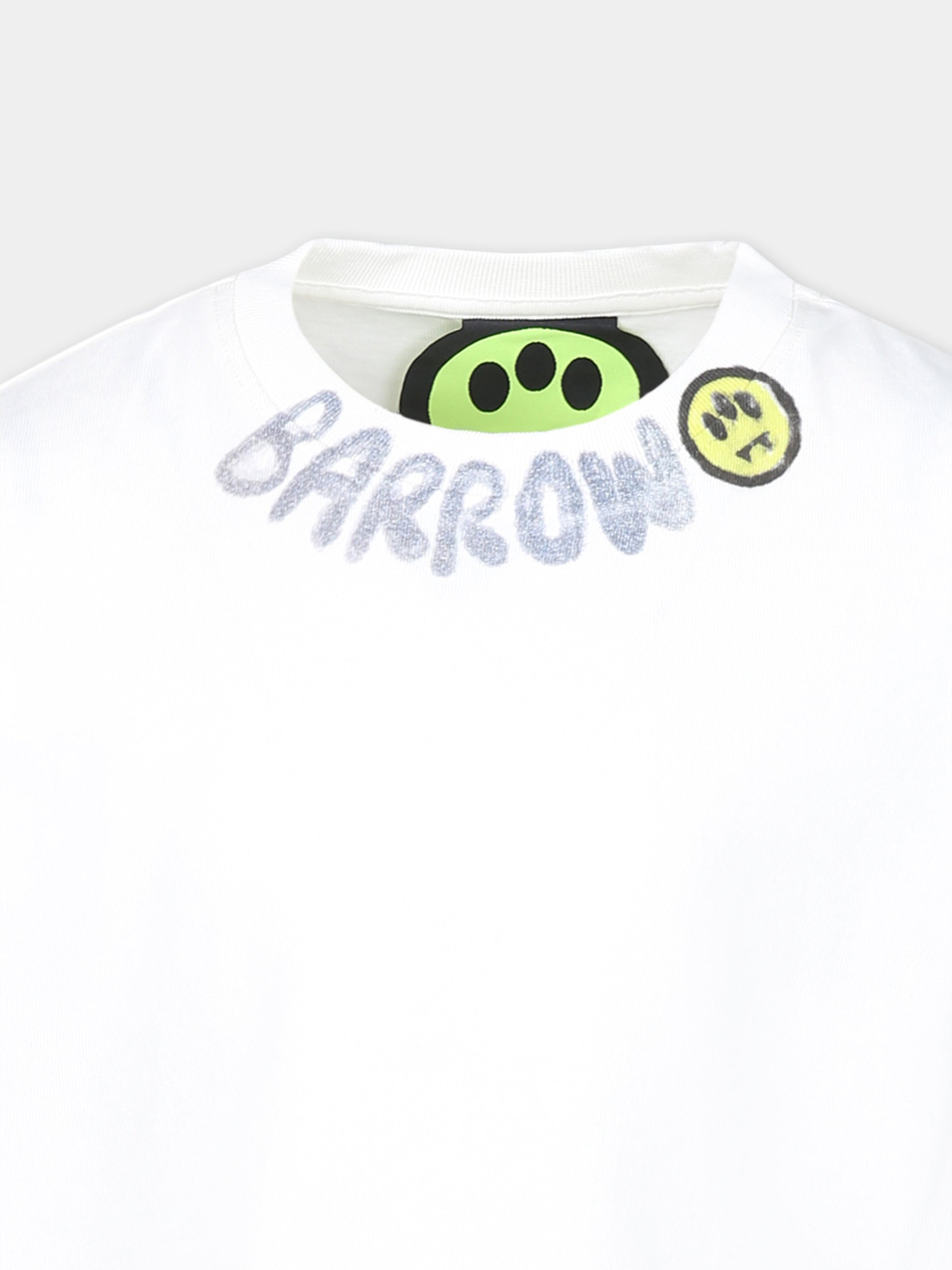 T-shirt avorio per bambini con smiley e logo,Barrow,F4BKJUTH040 002