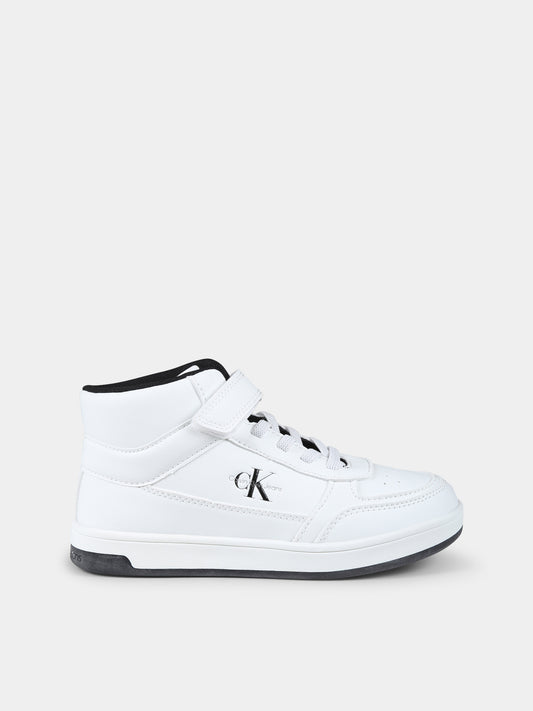 Sneakers bianche per bambini con logo,Calvin Klein Kids,V1X9 81049 1355100