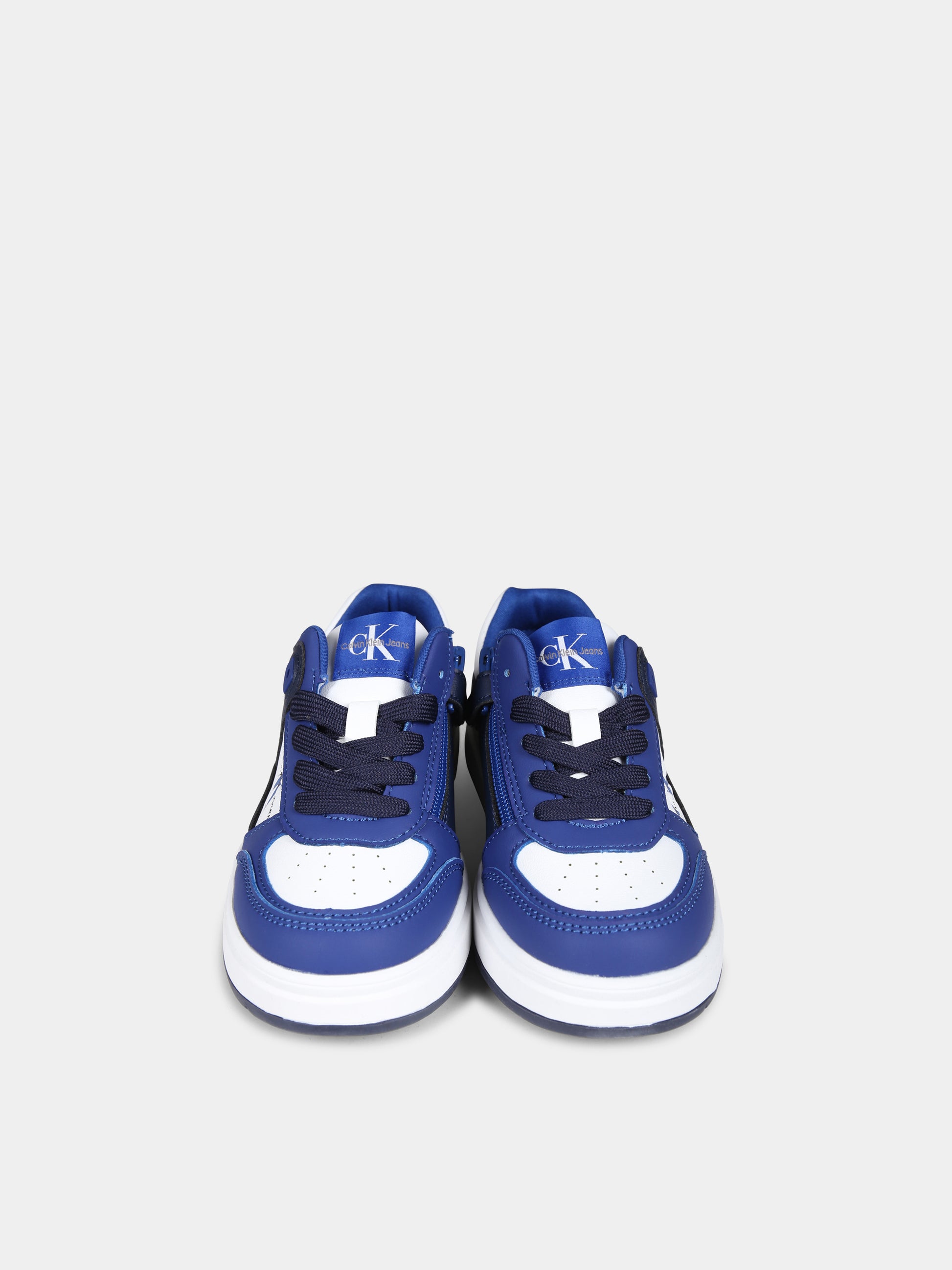 Sneaker bianche e blu per bambini,Calvin Klein Kids,V3X9 81060 1355B054