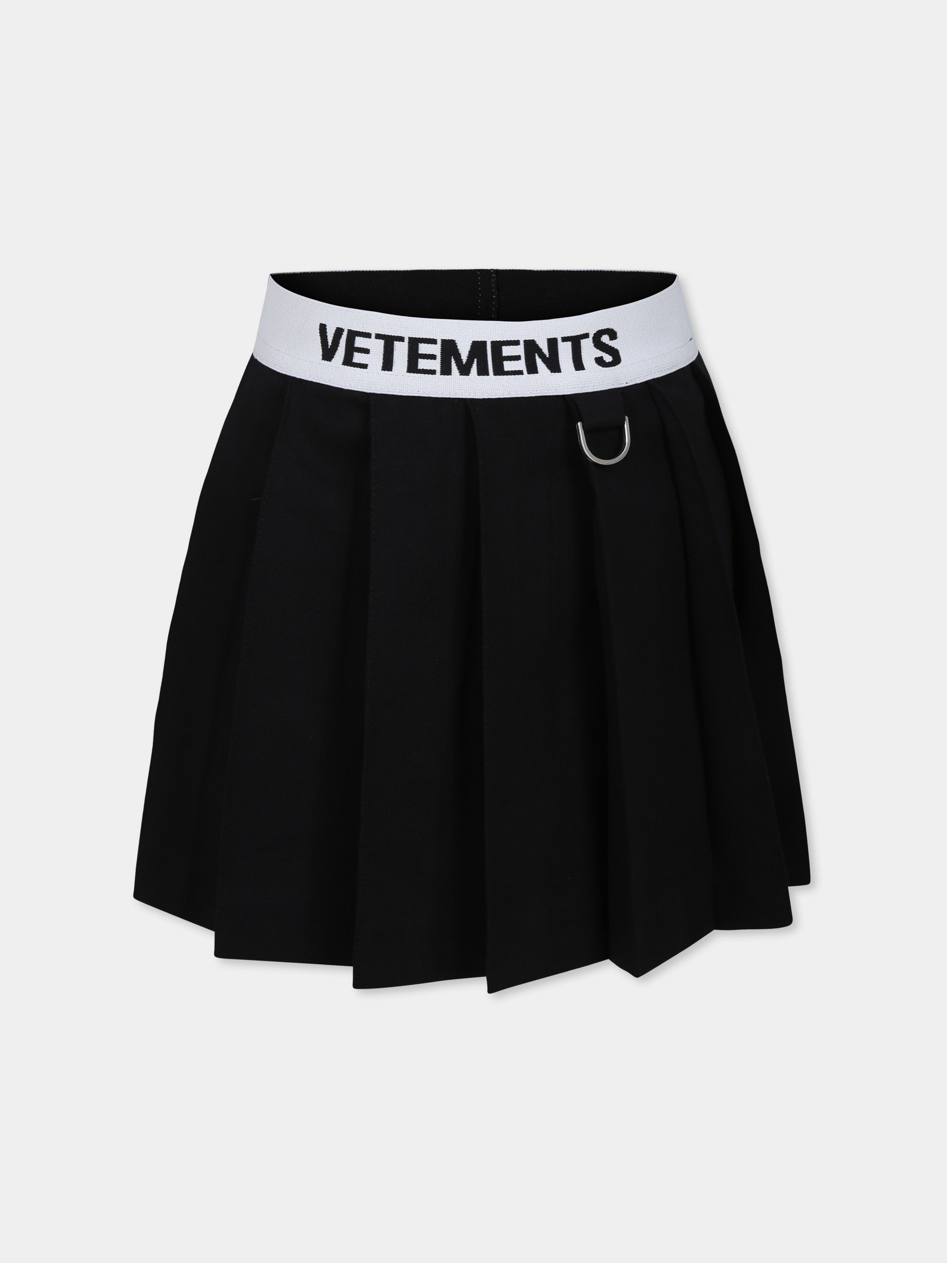 Gonna nera per bambina con logo,Vetements,KA10SK100B BLACK