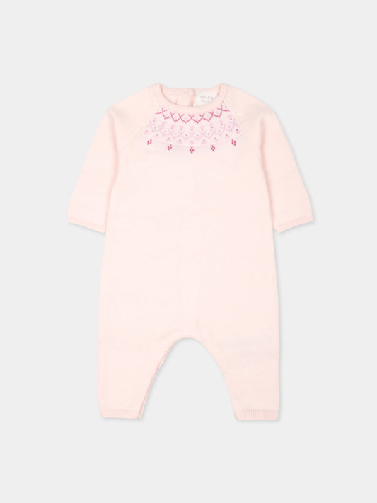 Tutina rosa con motivo jacquard per neonata,Carrement Beau,Y30171 43B