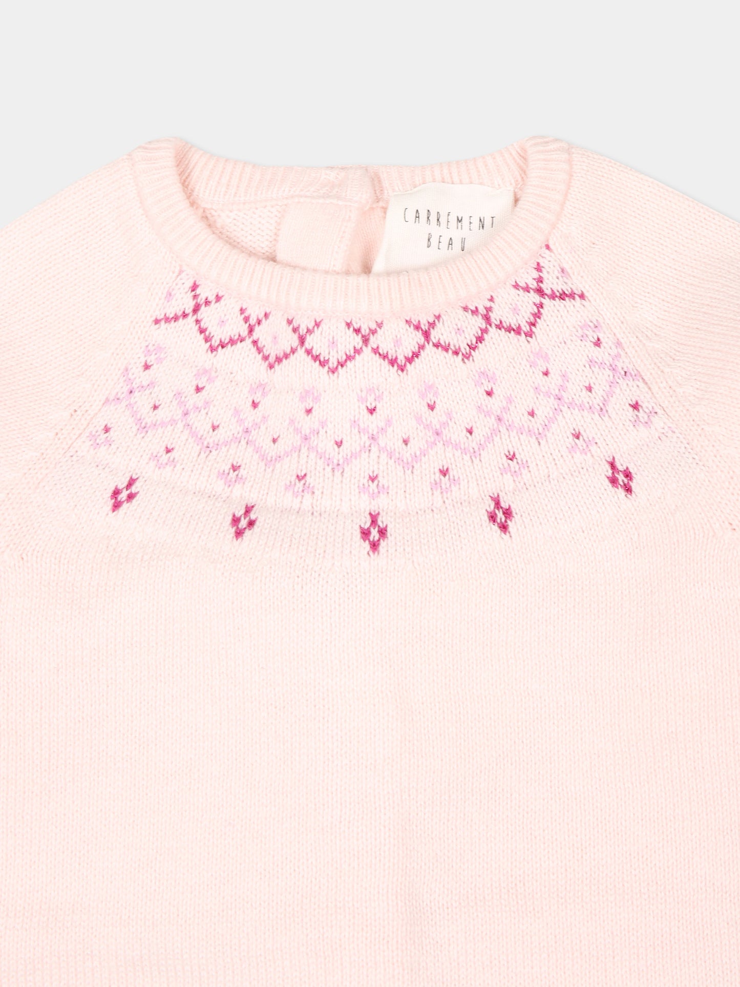 Tutina rosa con motivo jacquard per neonata,Carrement Beau,Y30171 43B