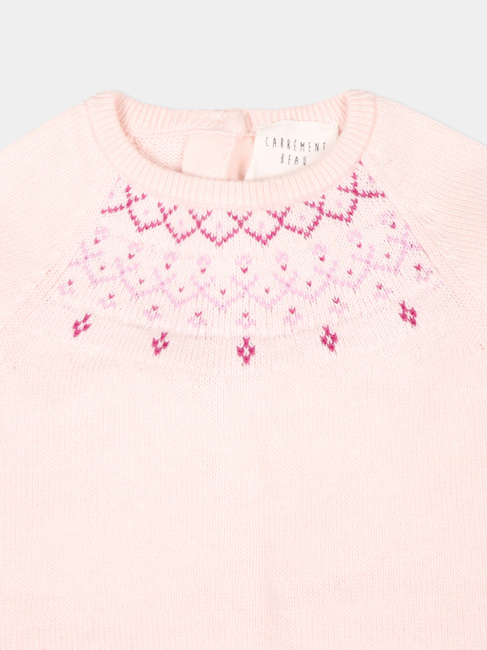 Tutina rosa con motivo jacquard per neonata,Carrement Beau,Y30171 43B