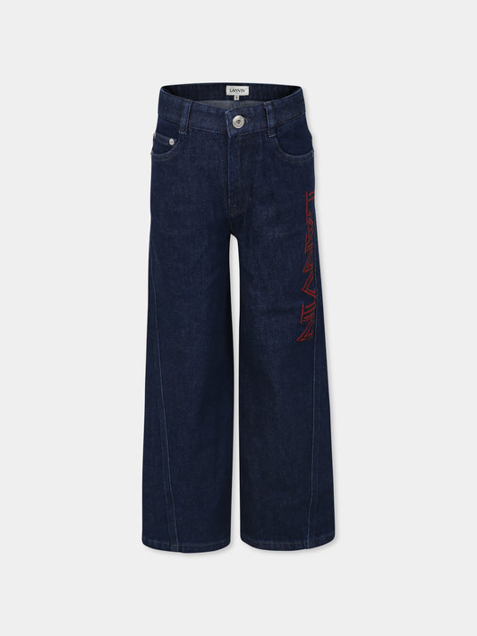 Jeans blu per bambino con logo,Lanvin Petite,N30132 Z28