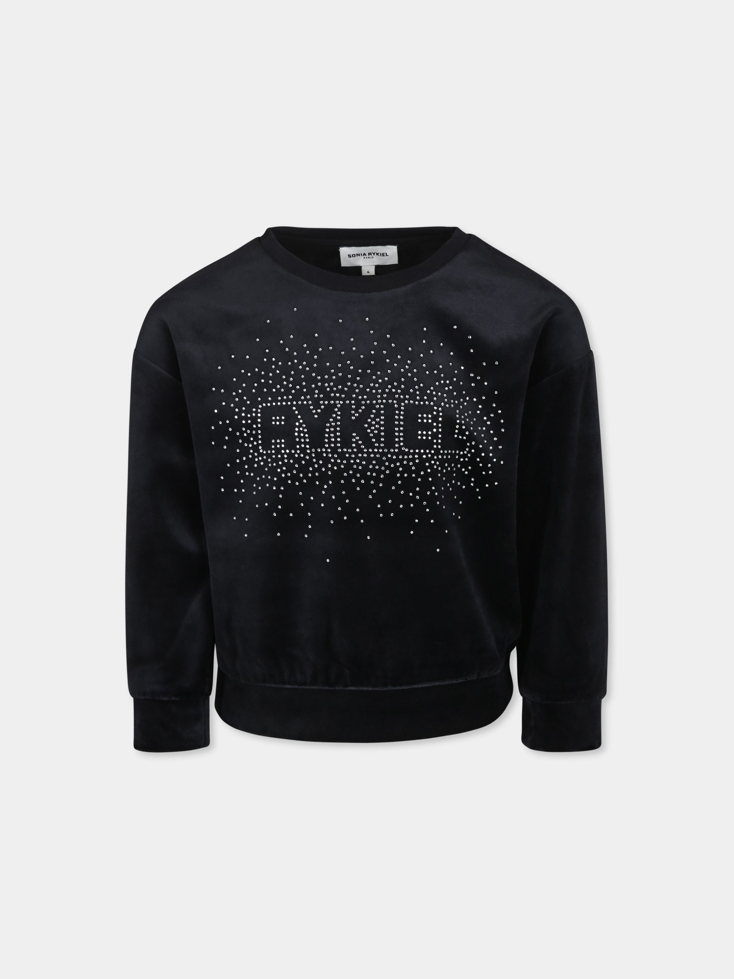 Felpa nera per bambina con logo,Sonia Rykiel Paris,A00262 09B