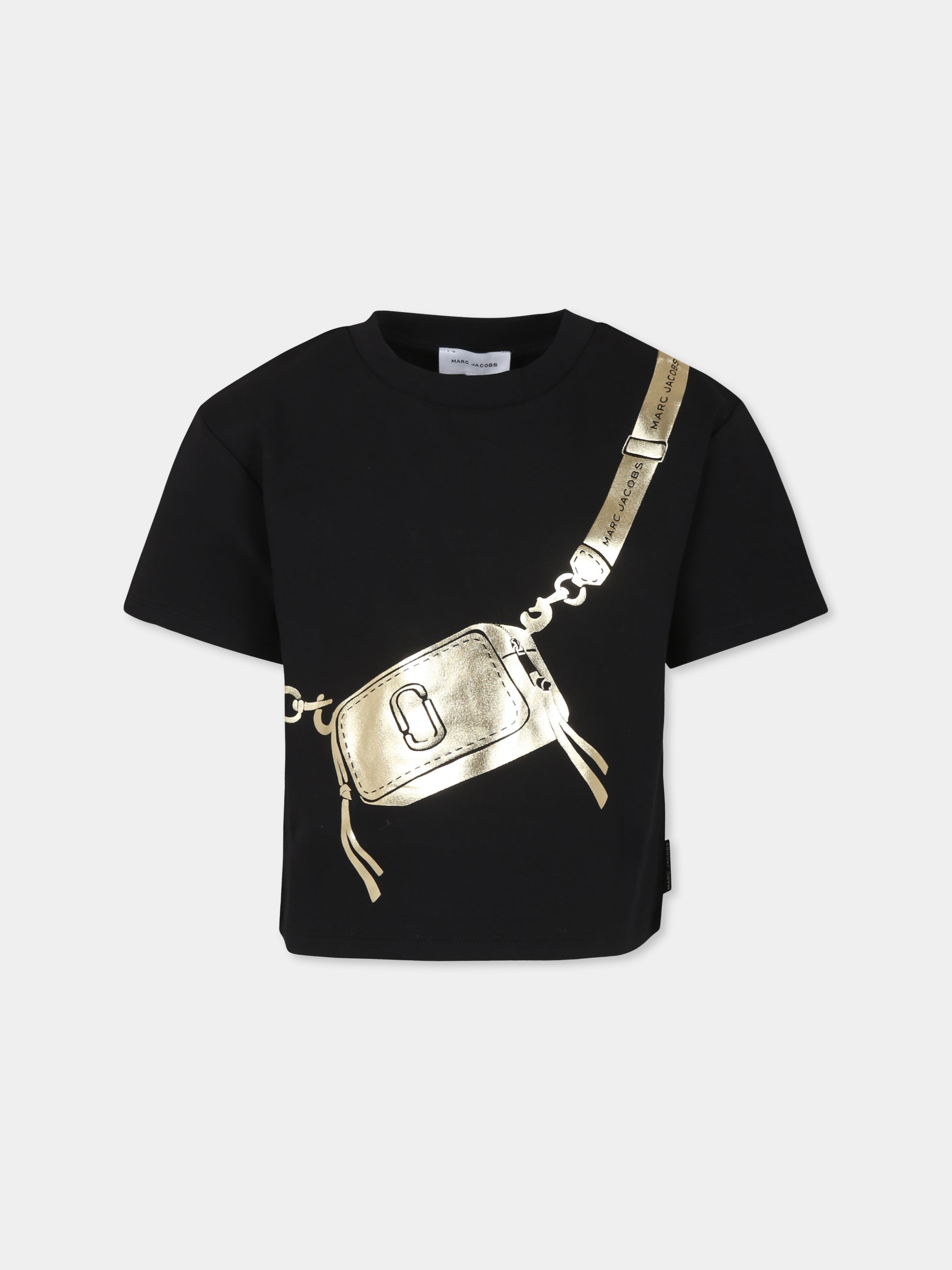 T-shirt nera per bambina con stampa borsa,Marc Jacobs,W60388 09B