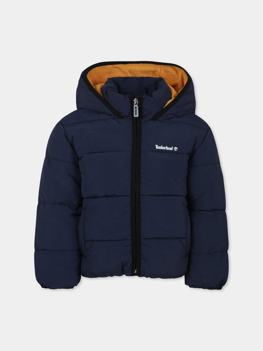 Piumino blu per bambino con logo,Timberland,T60275 83D