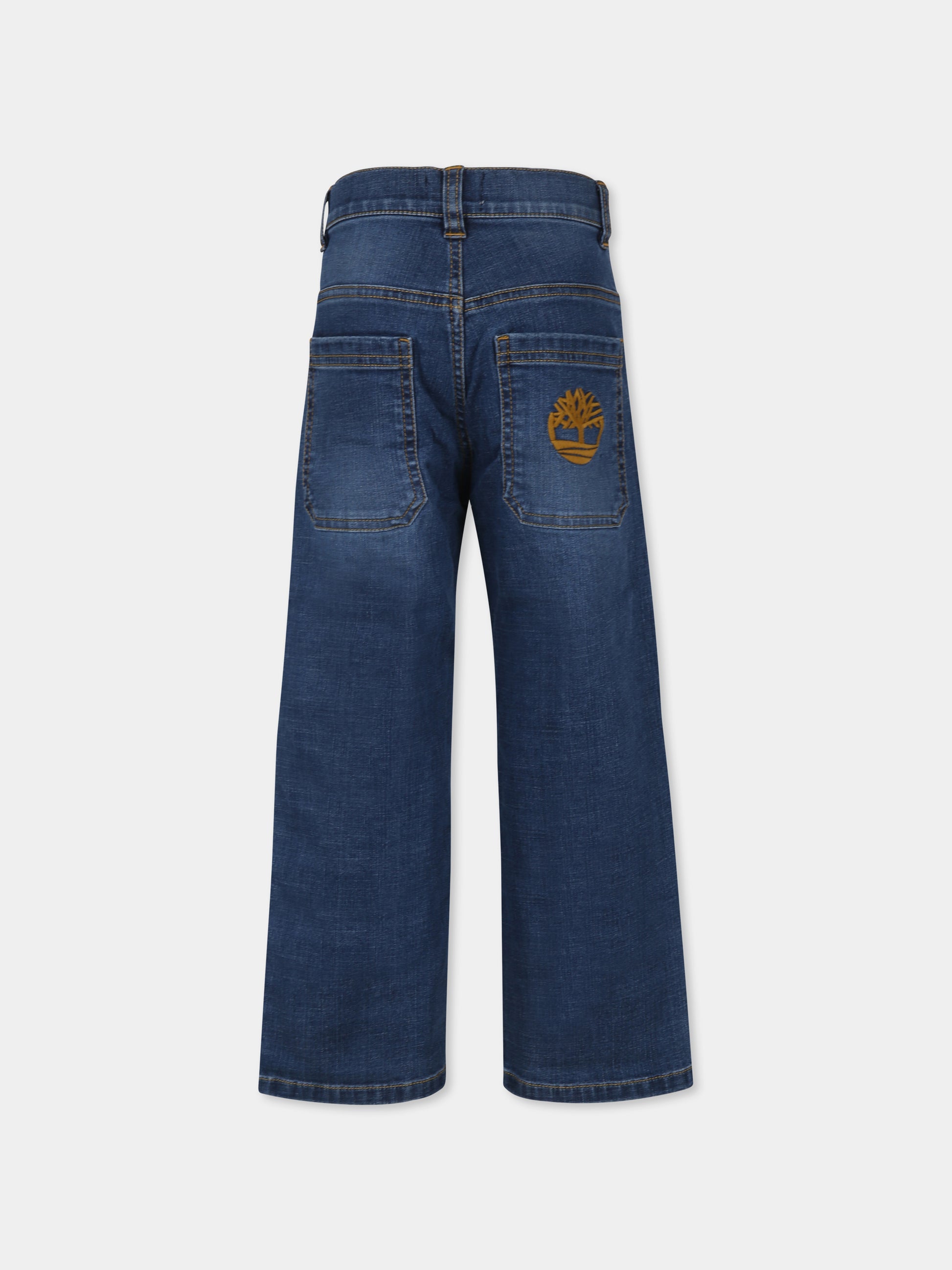 Jeans blu per bambino con logo ricamato,Timberland,T60339 Z10