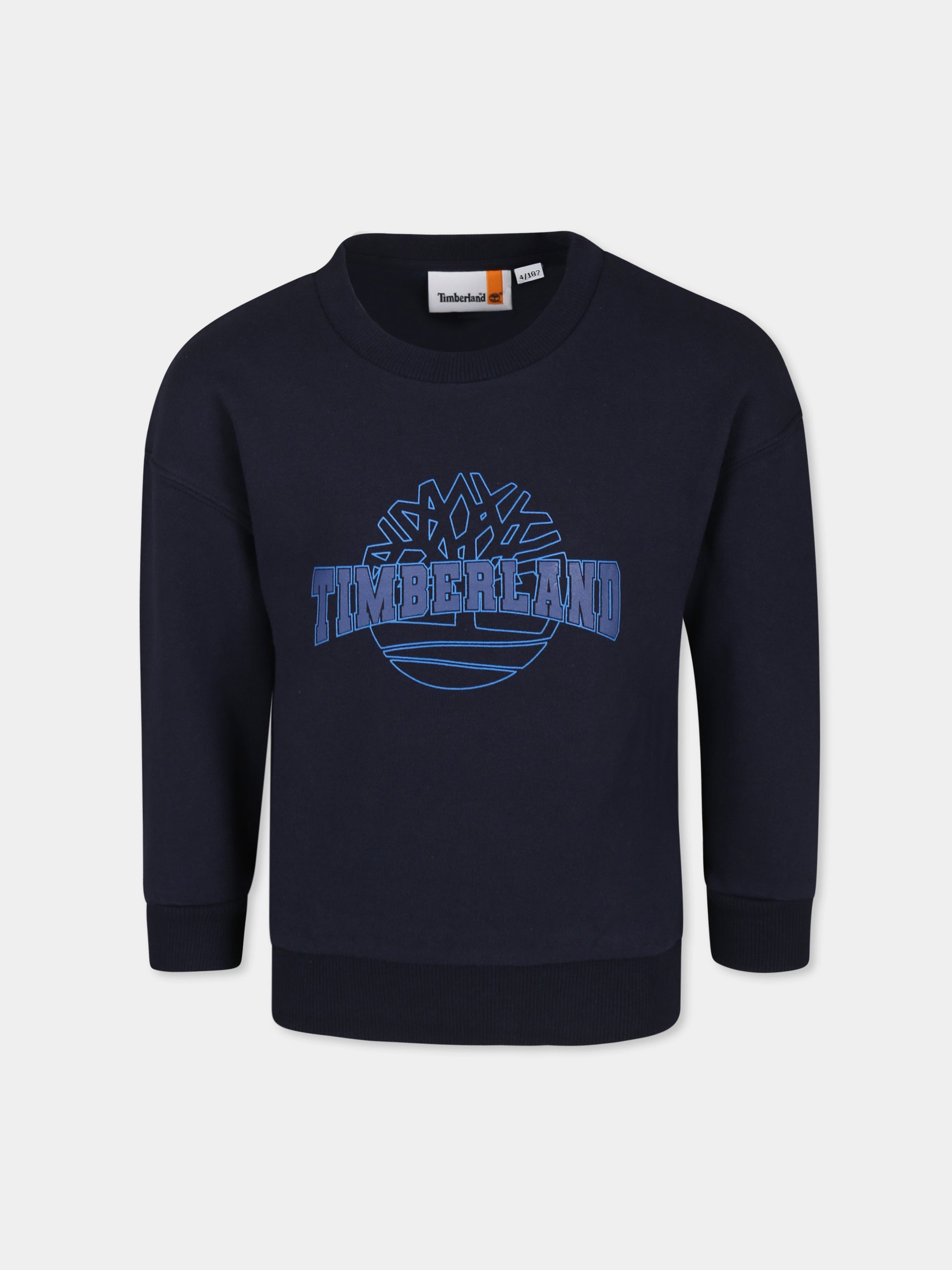 Felpa blu per bambino con logo,Timberland,T60315 83D