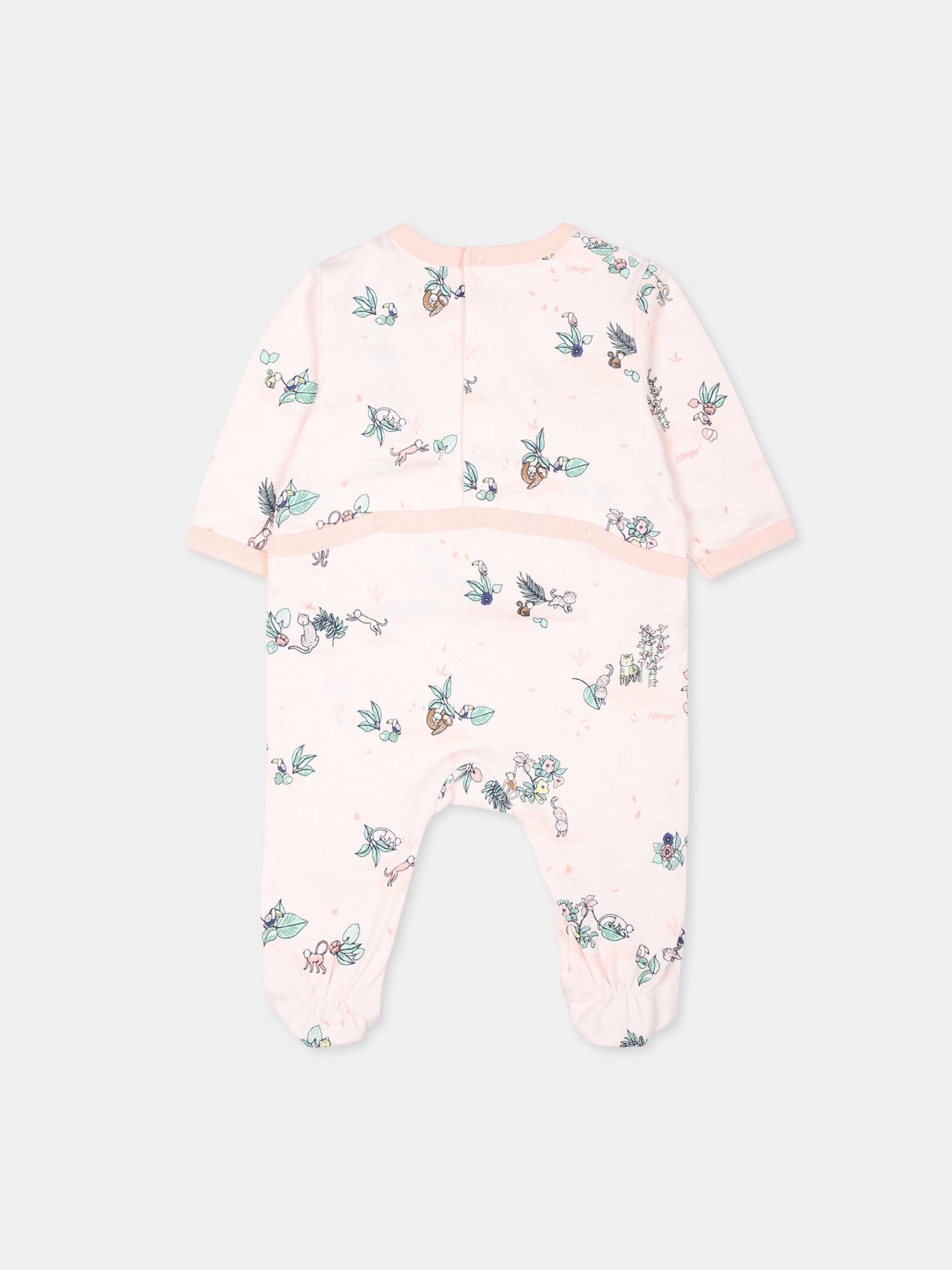 Set tutina rosa per neonata con tigre e logo,Kenzo Kids,K60428 47R