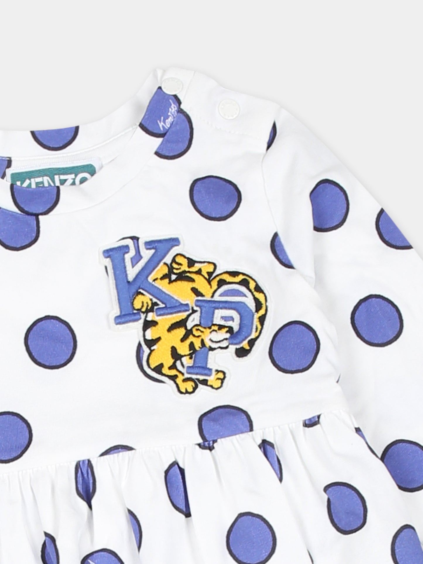 Completo bianco per neonata con pois e logo,Kenzo Kids,K60558 12P