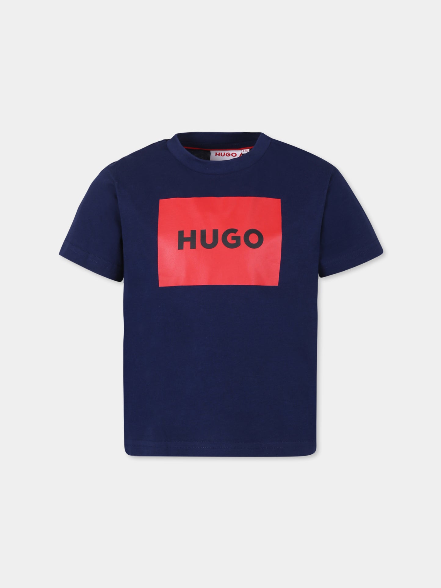 T-shirt blu per bambino con logo,Hugo,G00144 84N